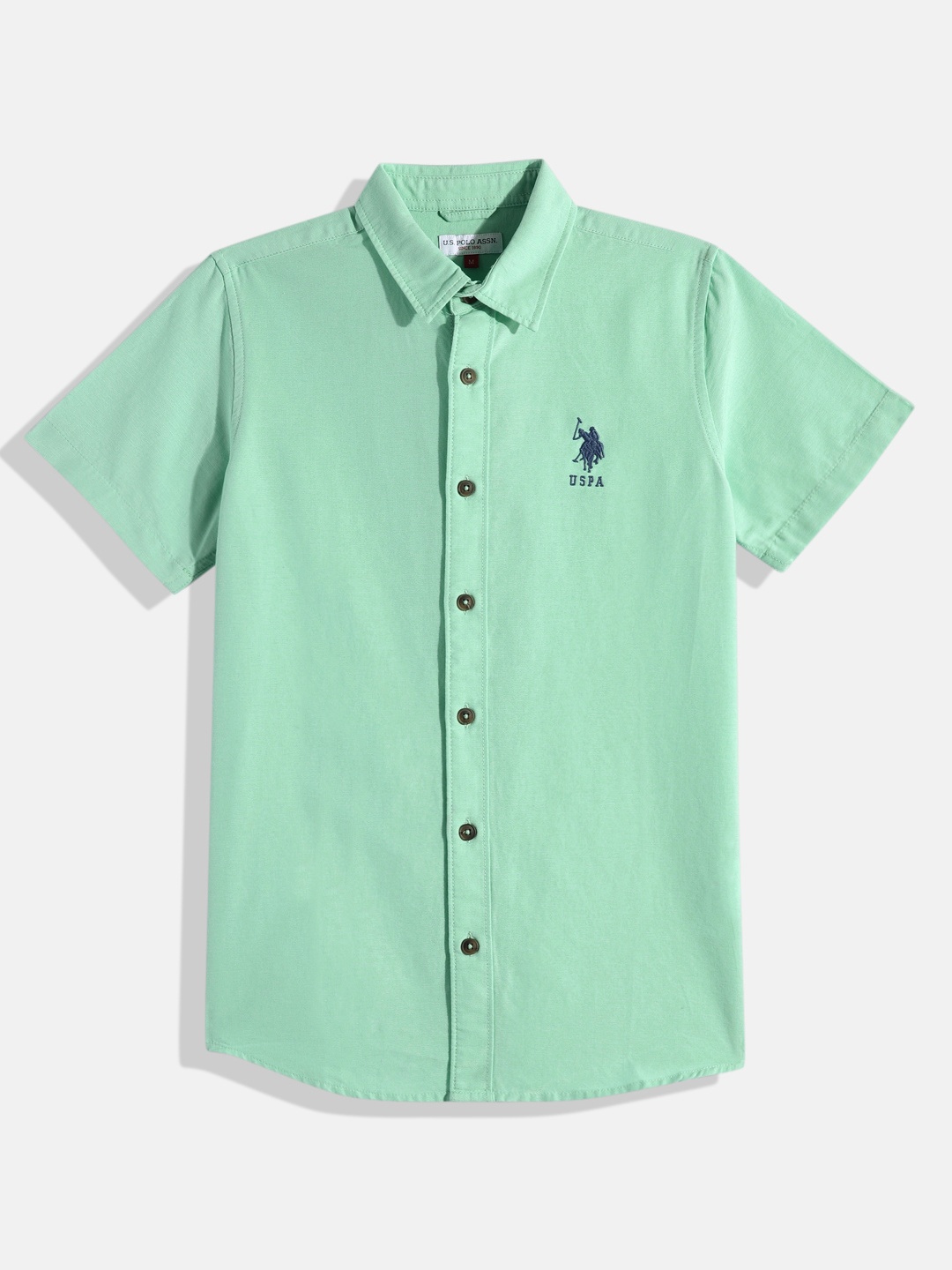 

U.S. Polo Assn. Kids Boys Solid Pure Cotton Casual Shirt, Green
