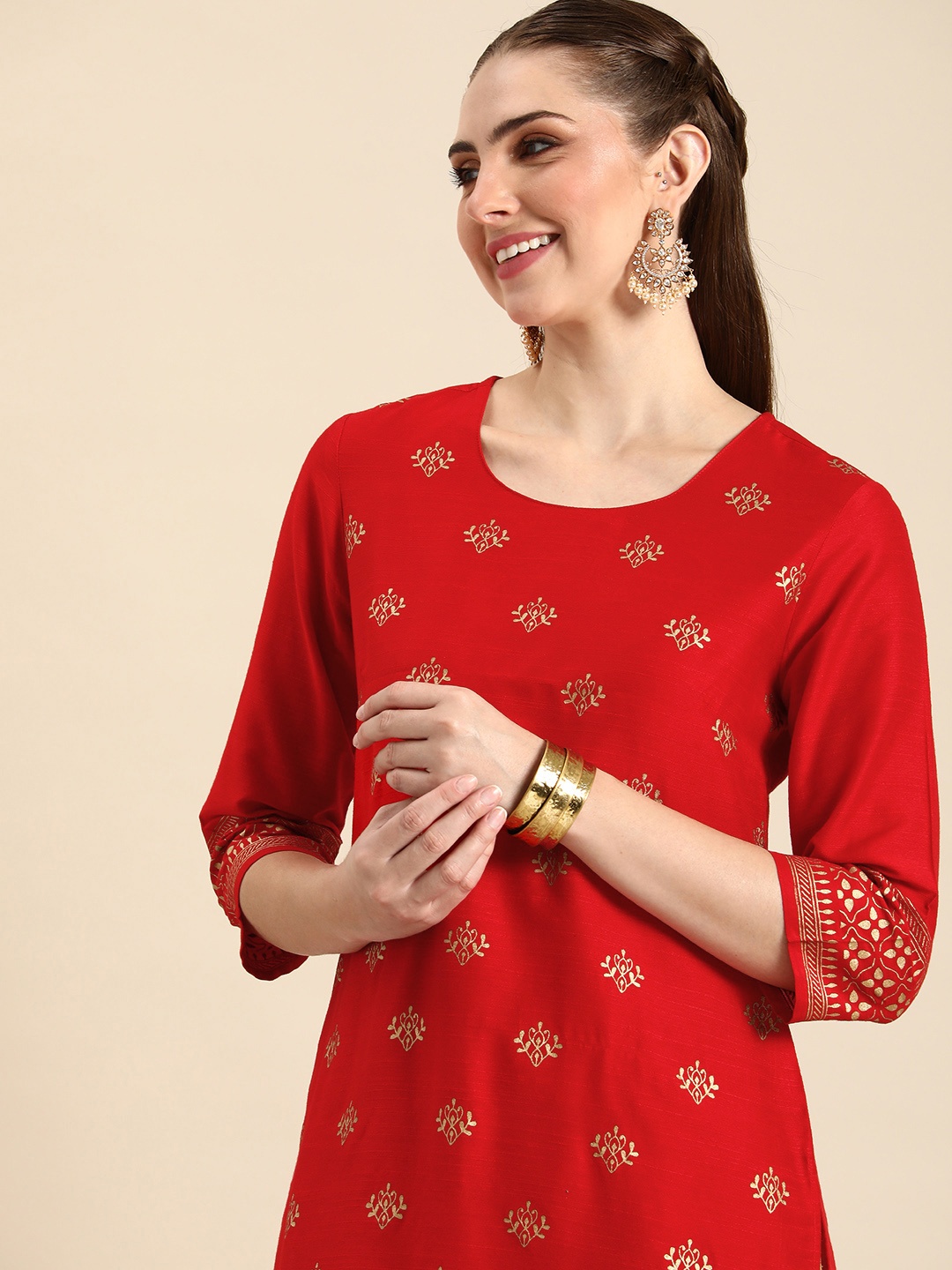 

Anouk Women Ethnic Motifs Printed Straight Kurta, Red