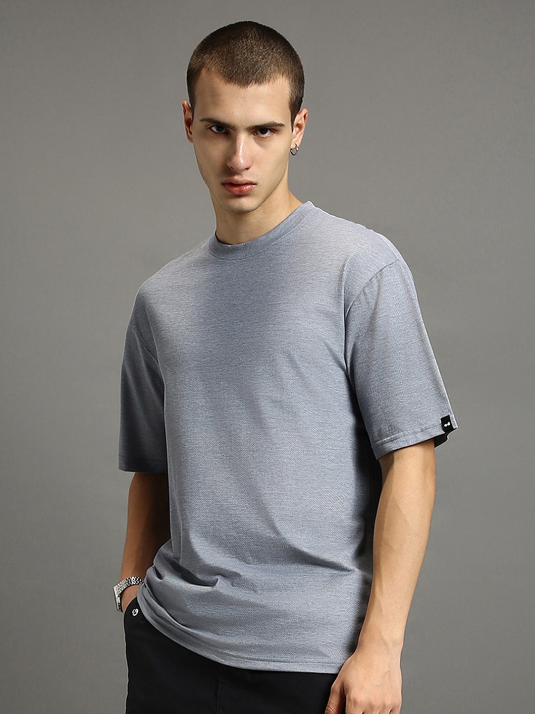 

Bewakoof Round Neck Pure Cotton Oversized T-Shirt, Grey