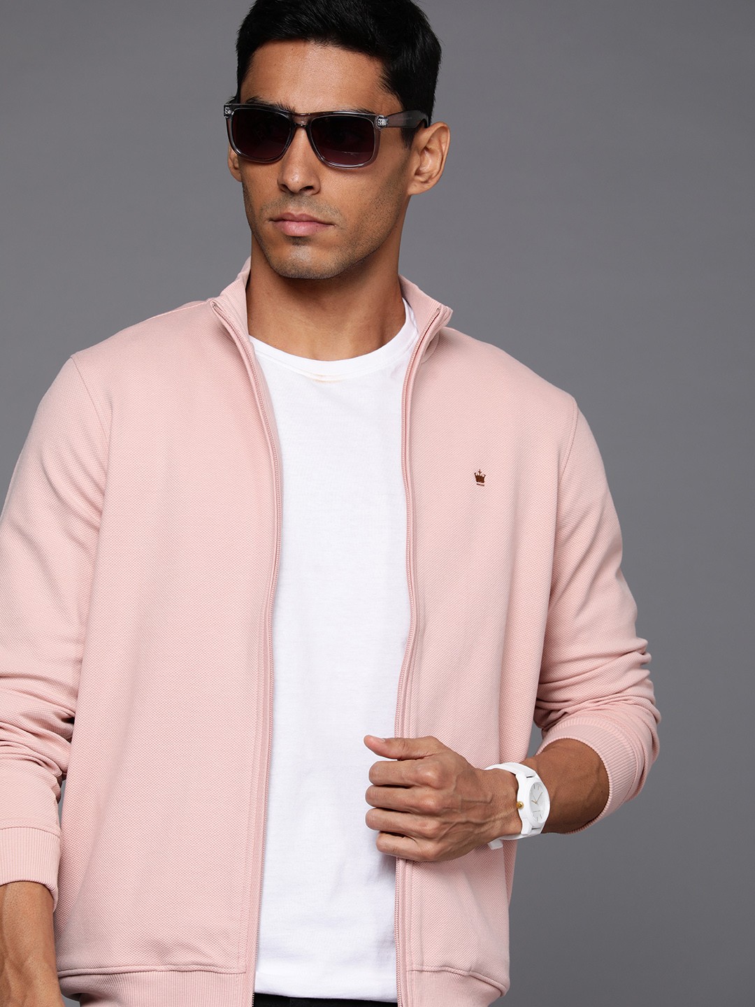 

Louis Philippe Front Open Sweatshirt, Pink