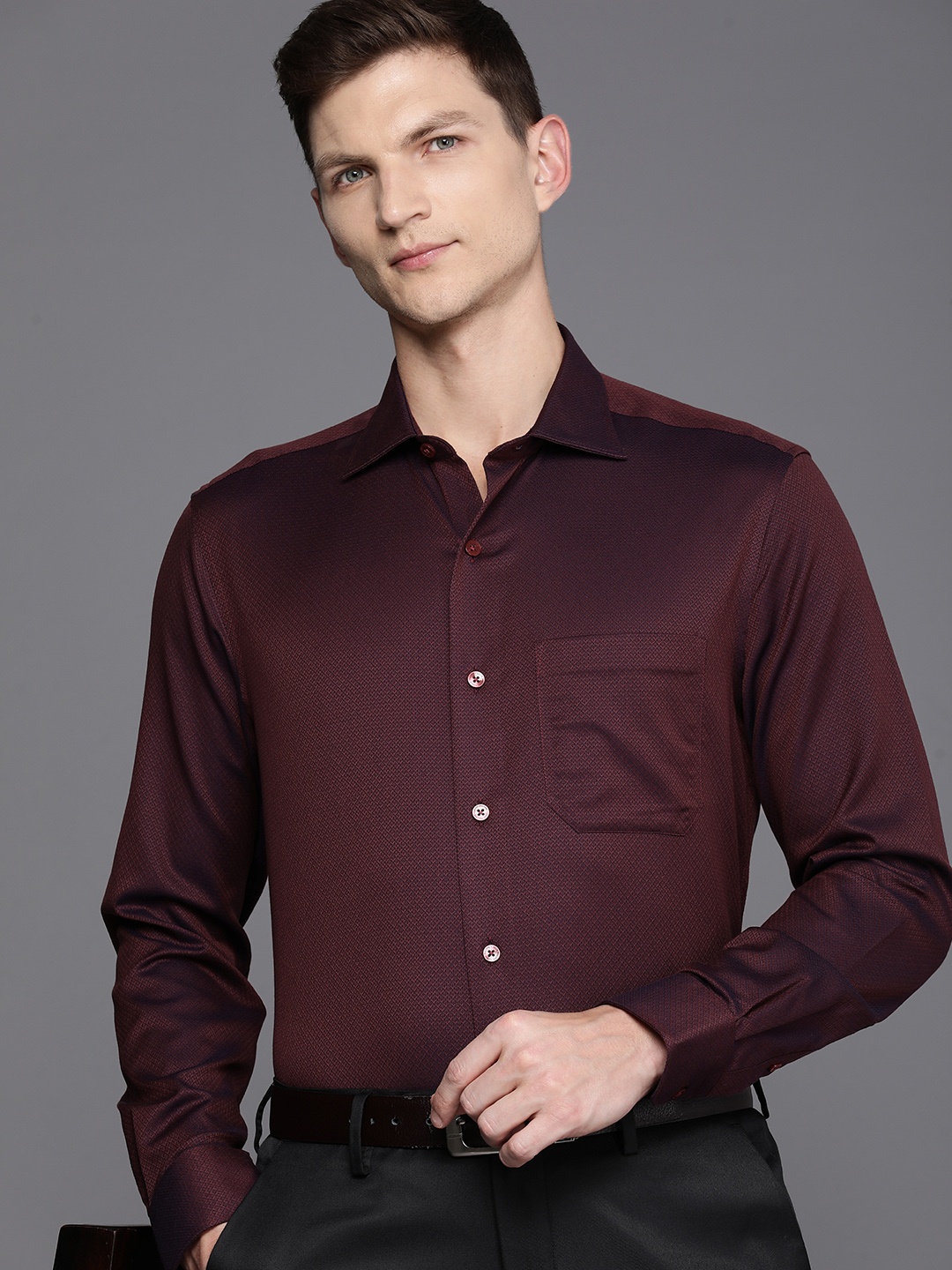 

Louis Philippe Pure Cotton Classic Opaque Formal Shirt, Maroon