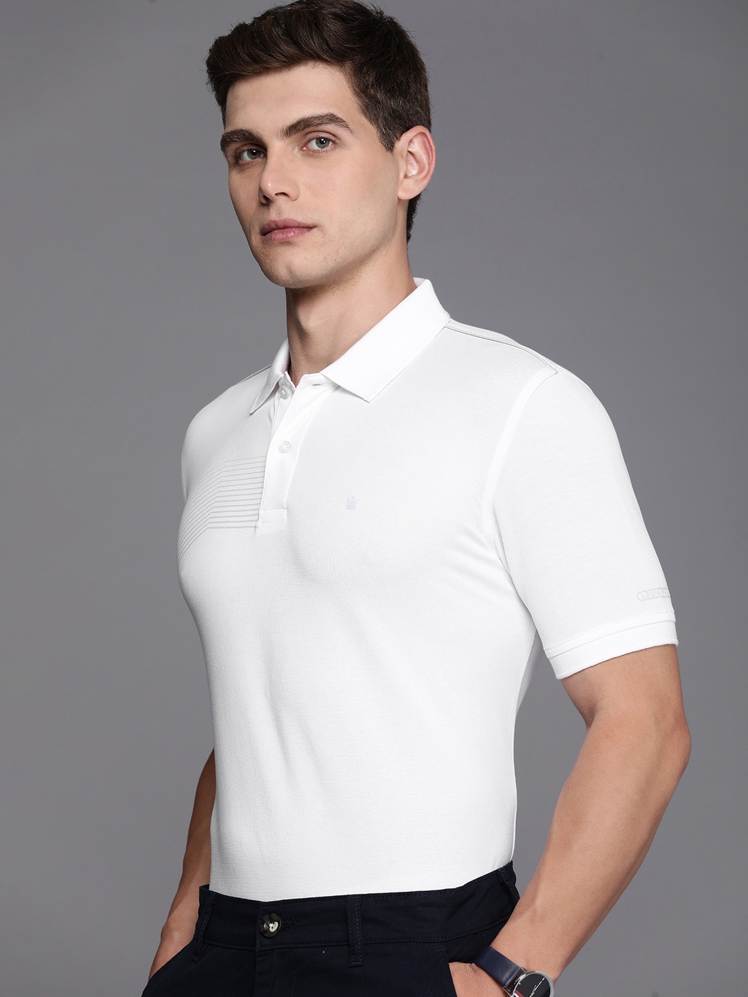 

Louis Philippe Men Polo Collar T-shirt, White