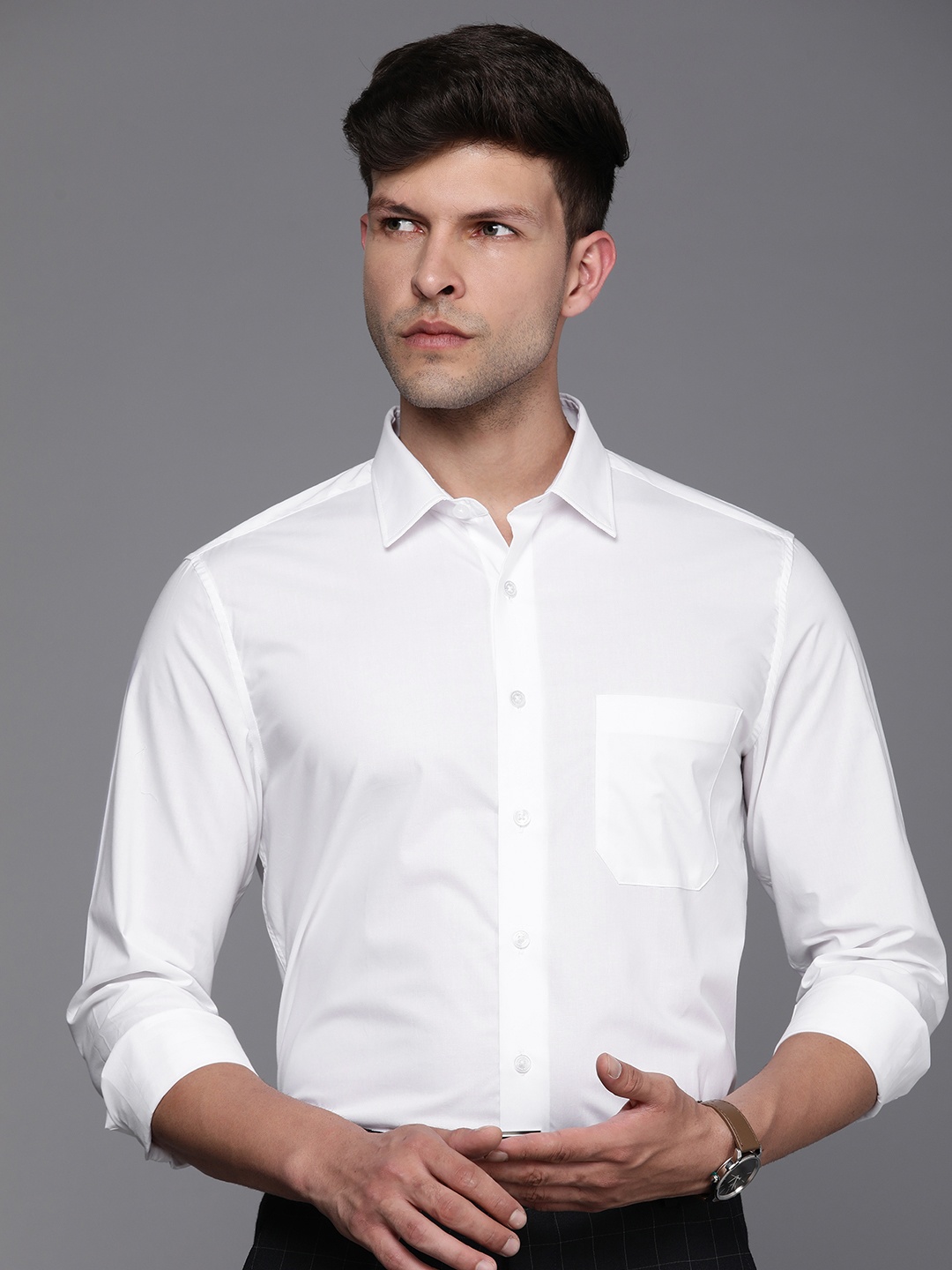 

Louis Philippe Men Pure Cotton Slim Fit Textured Formal Shirt, White
