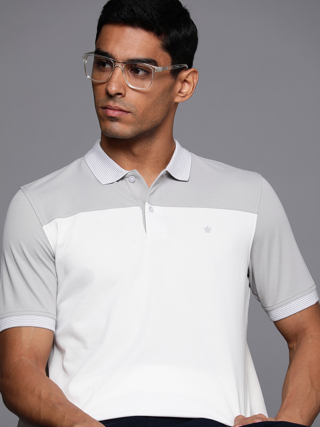 

Louis Philippe Colourblocked Polo Collar T-shirt, White