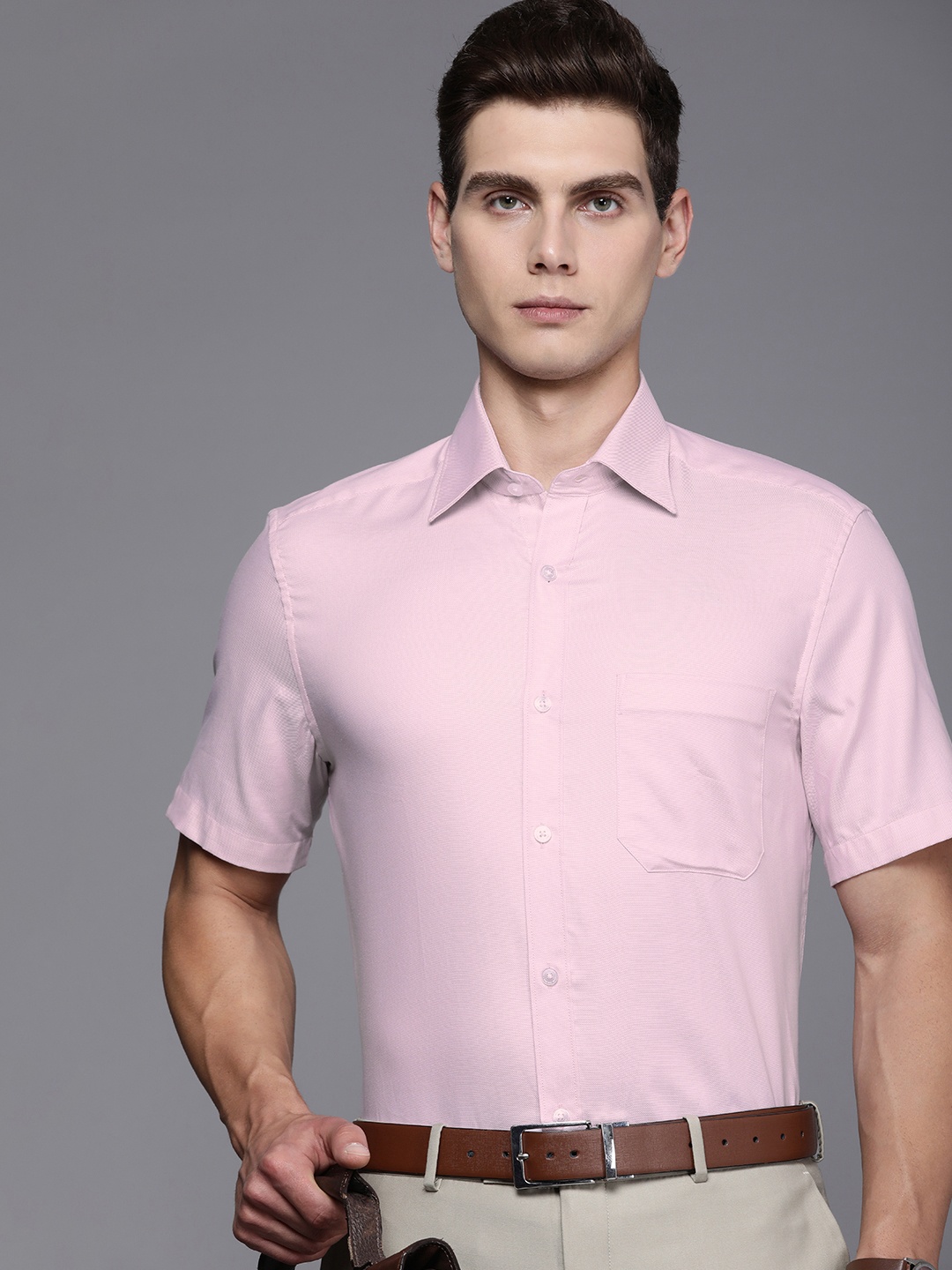 

Louis Philippe Men Classic Pure Cotton Formal Shirt, Pink