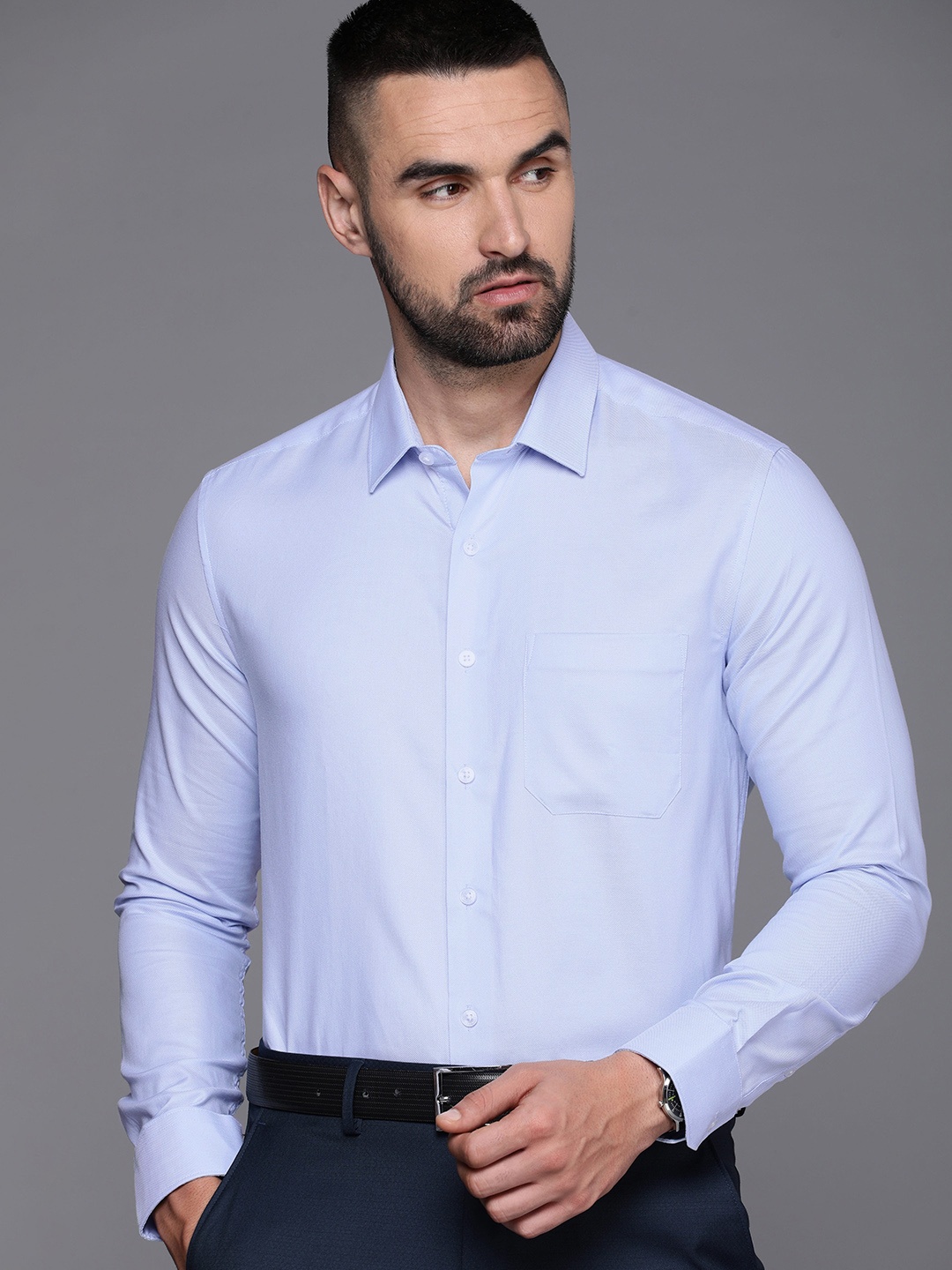 

Louis Philippe Men Slim Fit Opaque Formal Shirt, Blue