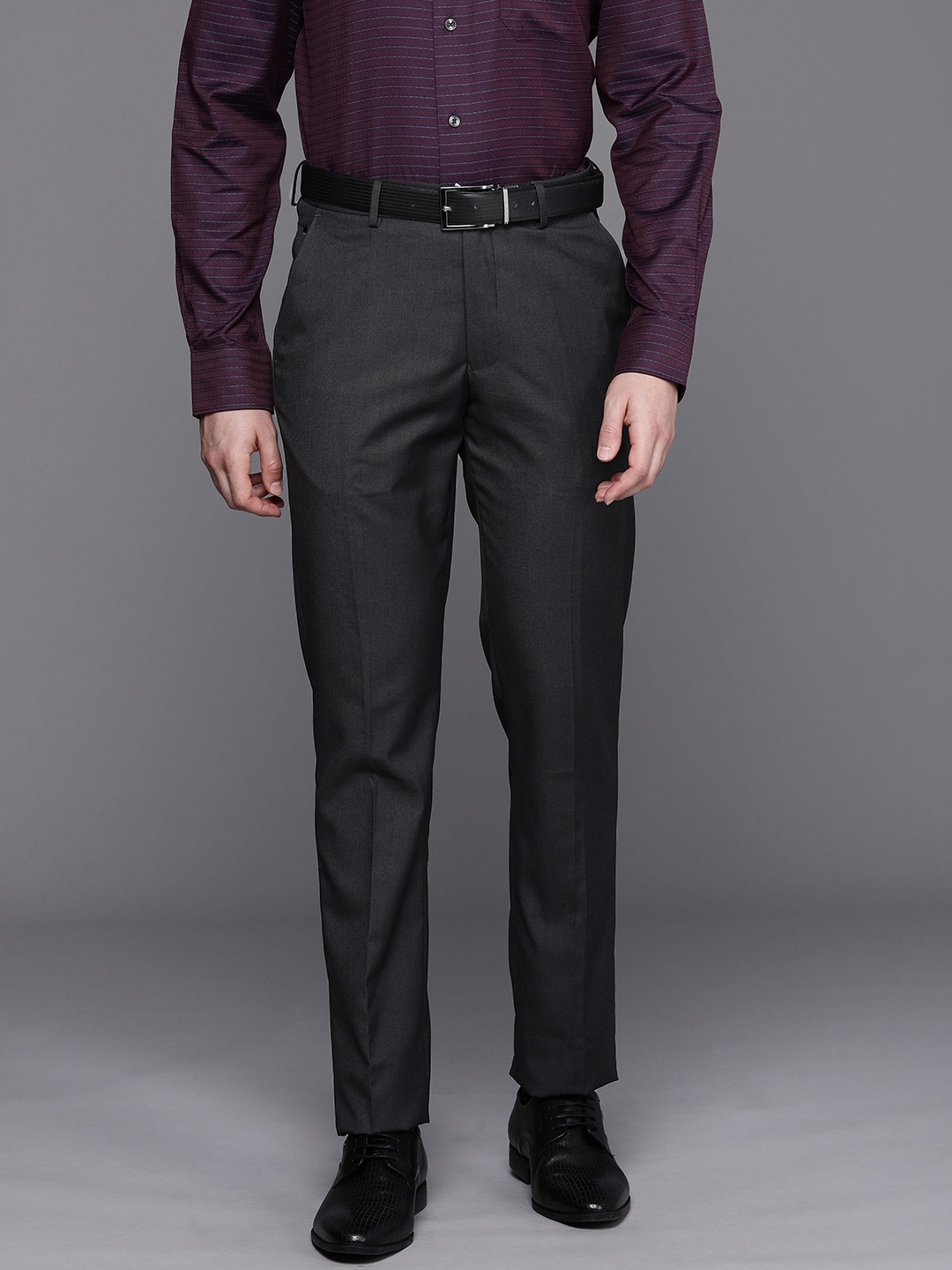 

Louis Philippe Men Slim Fit Formal Trousers, Grey