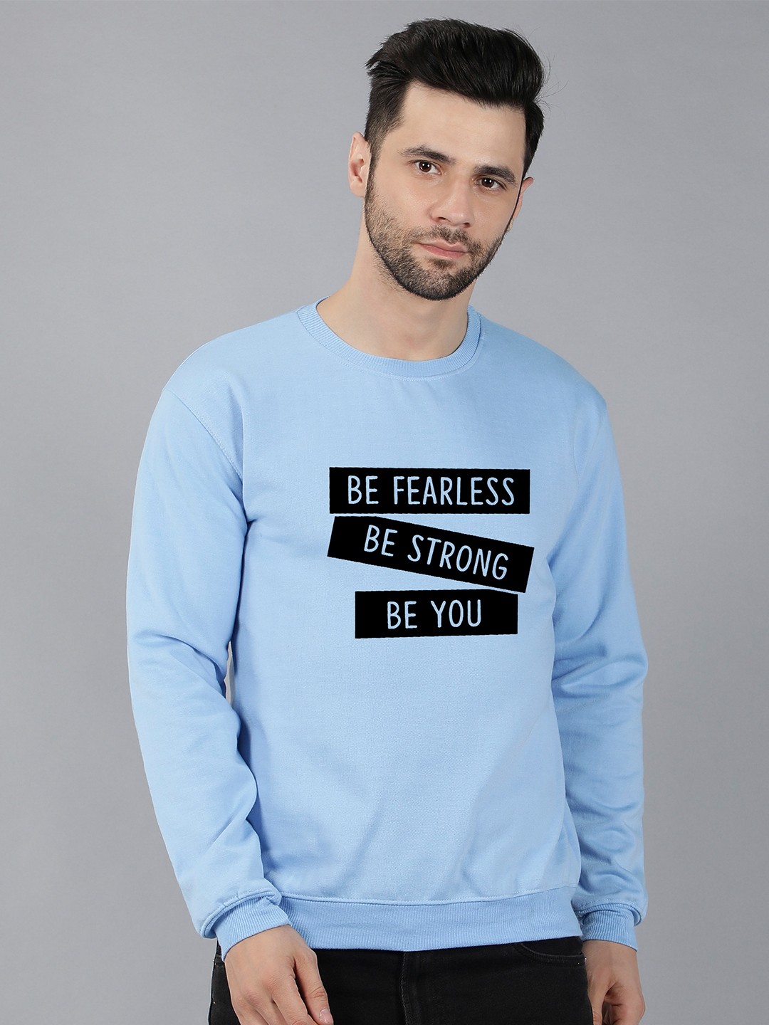 

Fashion And Youth Typography Printed Round Neck Sweatshirt, Blue