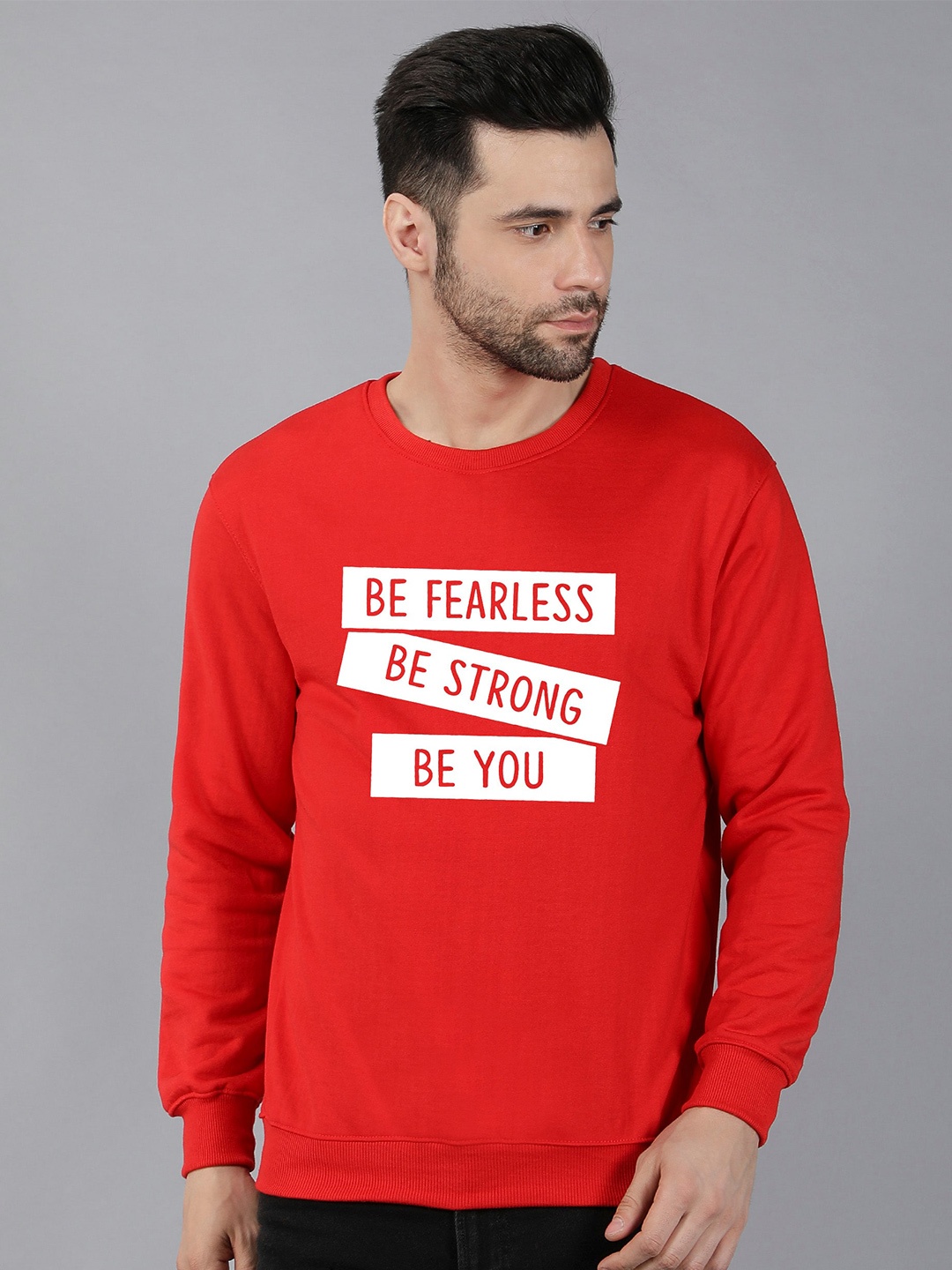 

Fashion And Youth Typography Printed Fleece Pullover Sweatshirt, Red