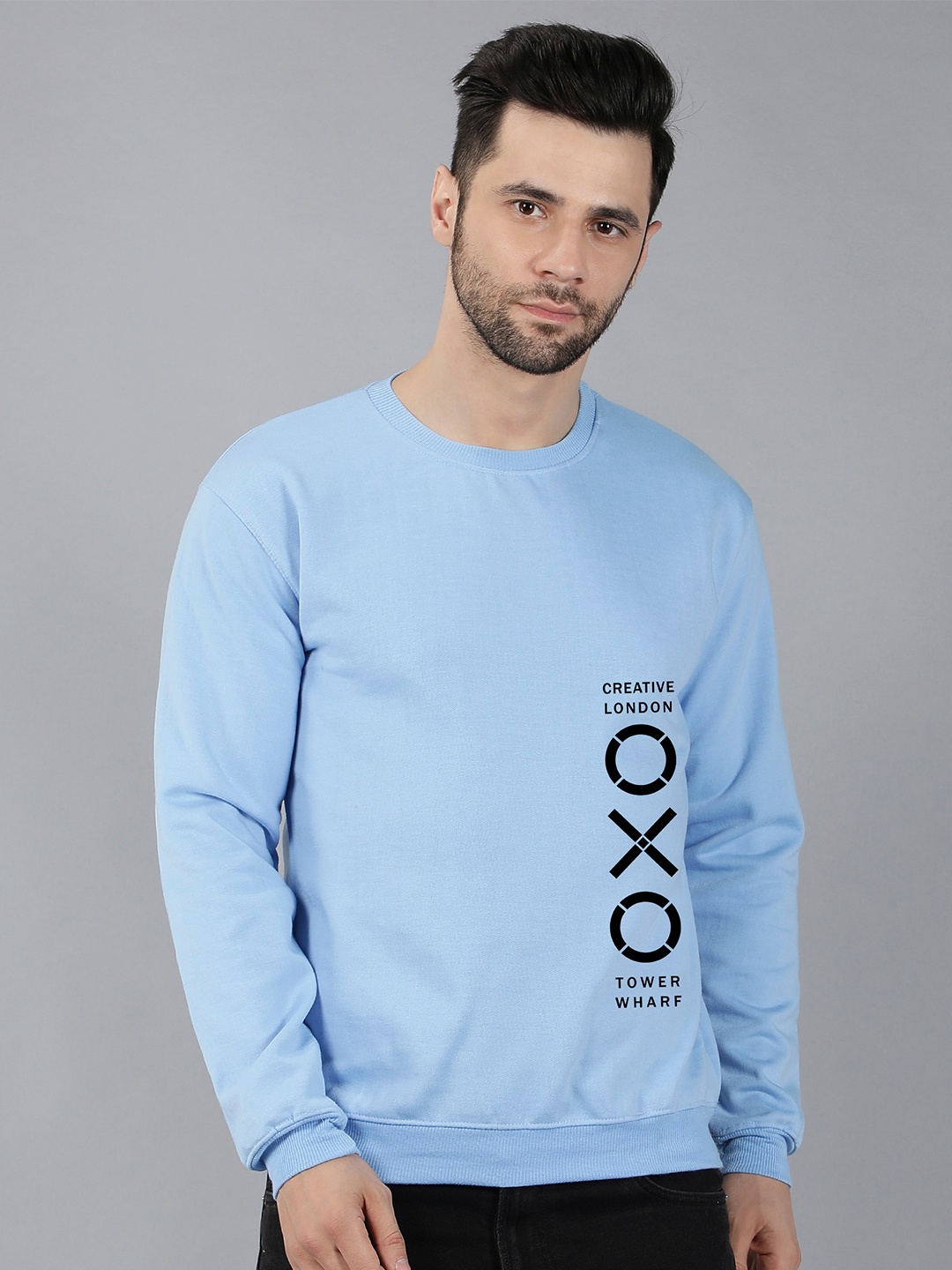 

Fashion And Youth Typography Printed Fleece Pullover Sweatshirt, Blue