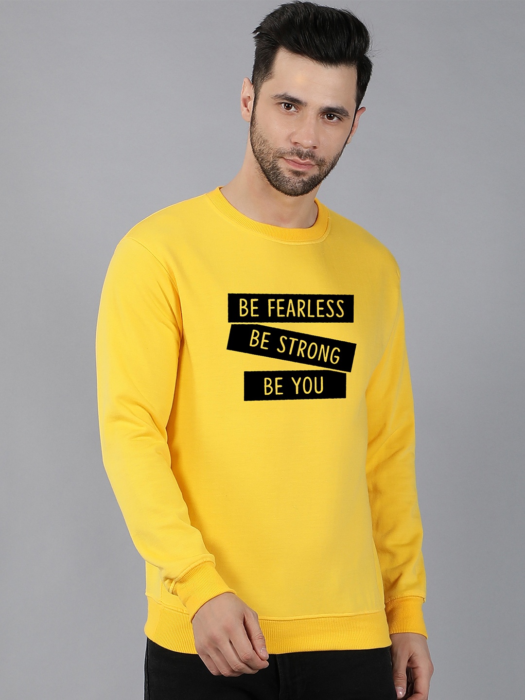 

Fashion And Youth Typography Printed Pullover Sweatshirt, Yellow