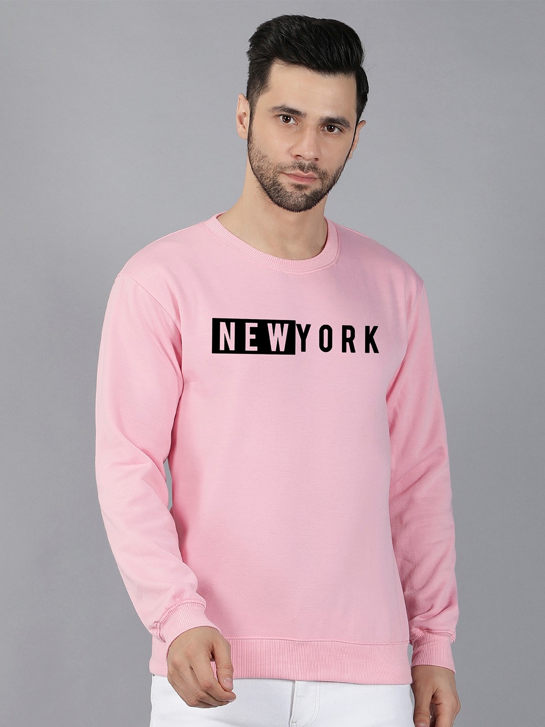 

Fashion And Youth Typography Printed Round Neck Pullover Sweatshirt, Pink