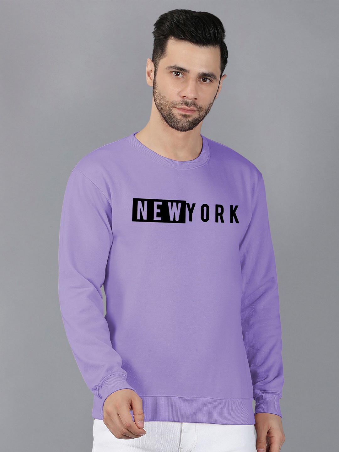 

Fashion And Youth Typography Printed Fleece Pullover, Lavender