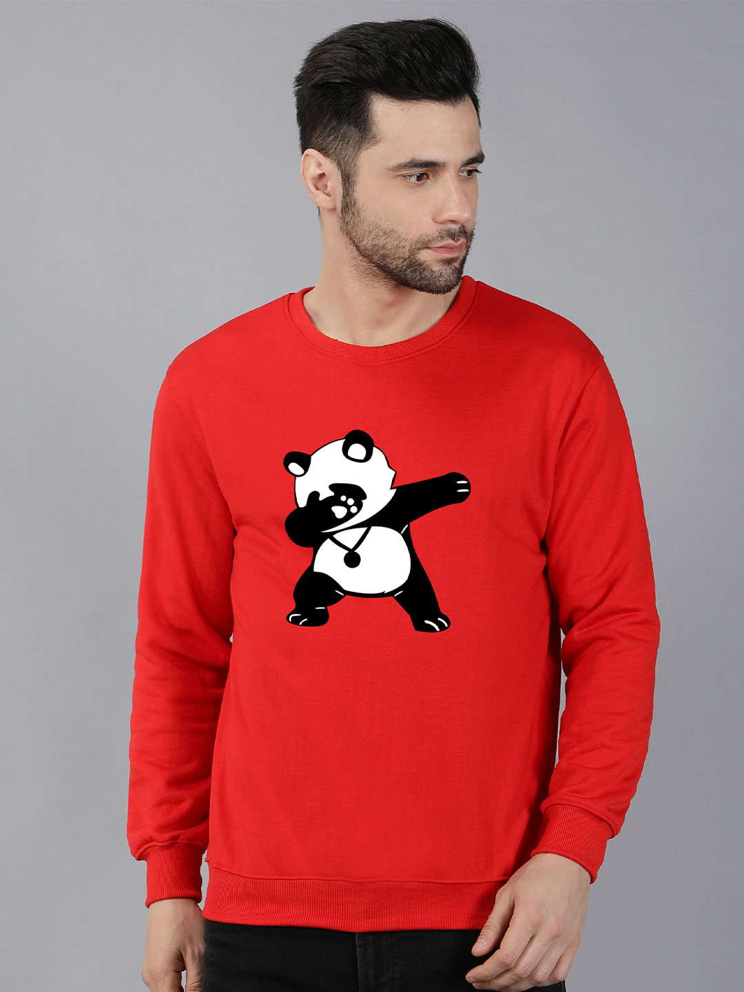 

Fashion And Youth Panda Printed Fleece Sweatshirt, Red