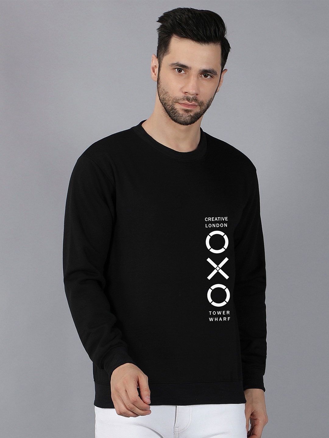 

Fashion And Youth Typography Printed Fleece Pullover Sweatshirt, Black