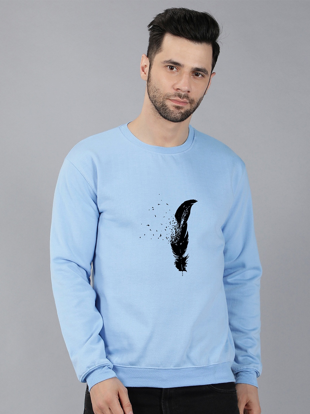 Fashion And Youth Graphic Printed Fleece Pullover, Blue