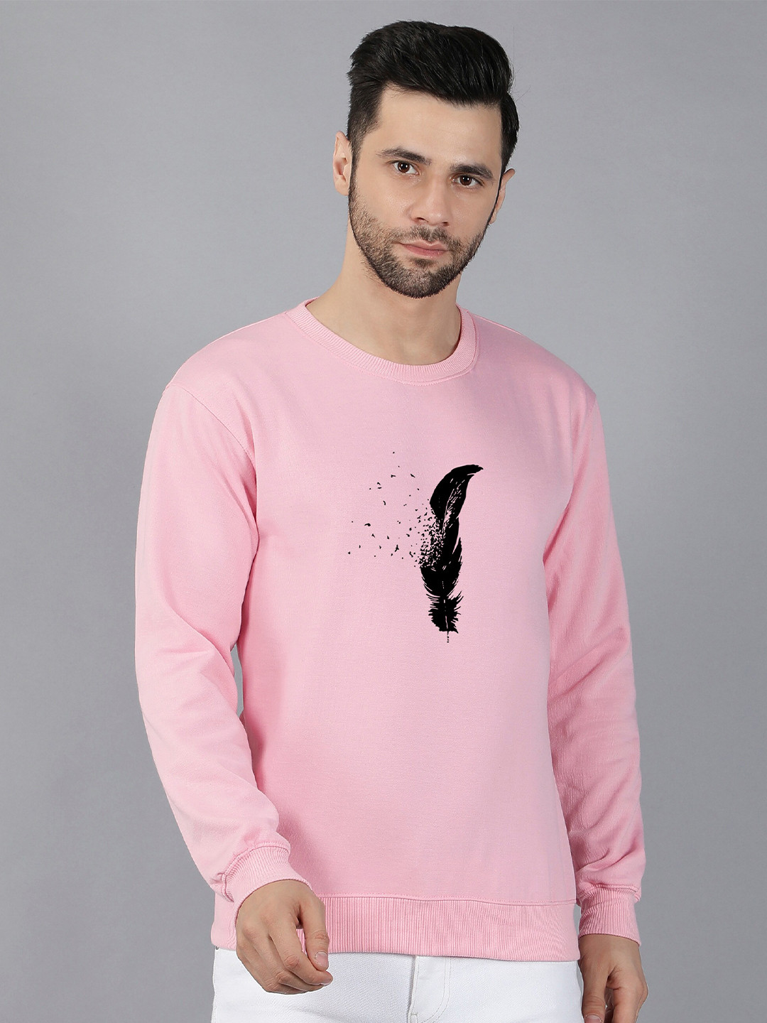 

Fashion And Youth Graphic Printed Round Neck Pullover Sweatshirt, Pink