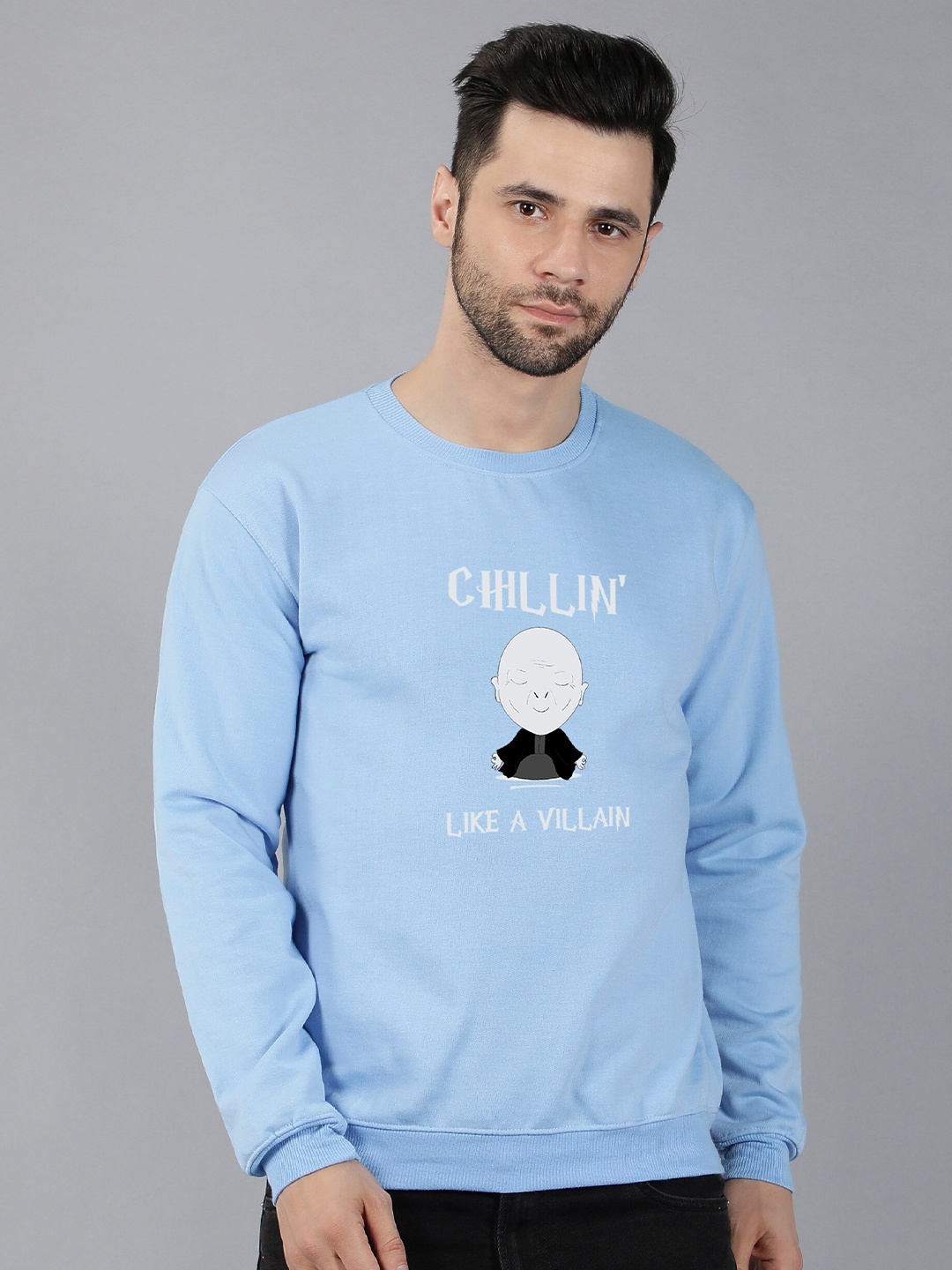 

Fashion And Youth Graphic Printed Fleece Pullover Sweatshirt, Blue