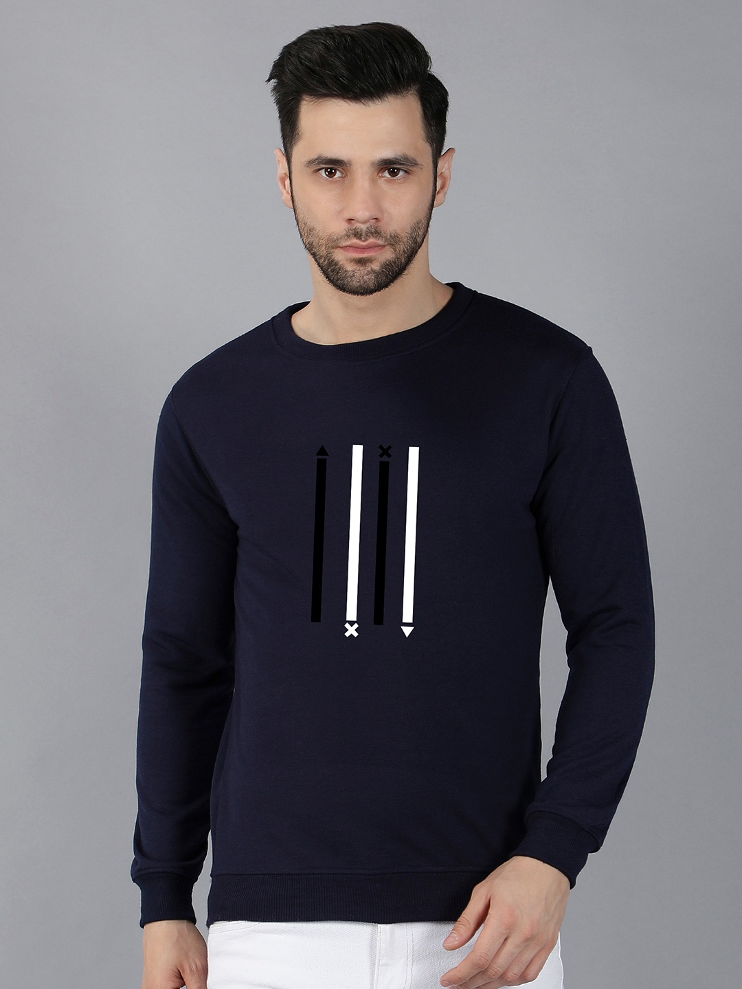 

Fashion And Youth Graphic Printed Fleece Sweatshirt, Navy blue
