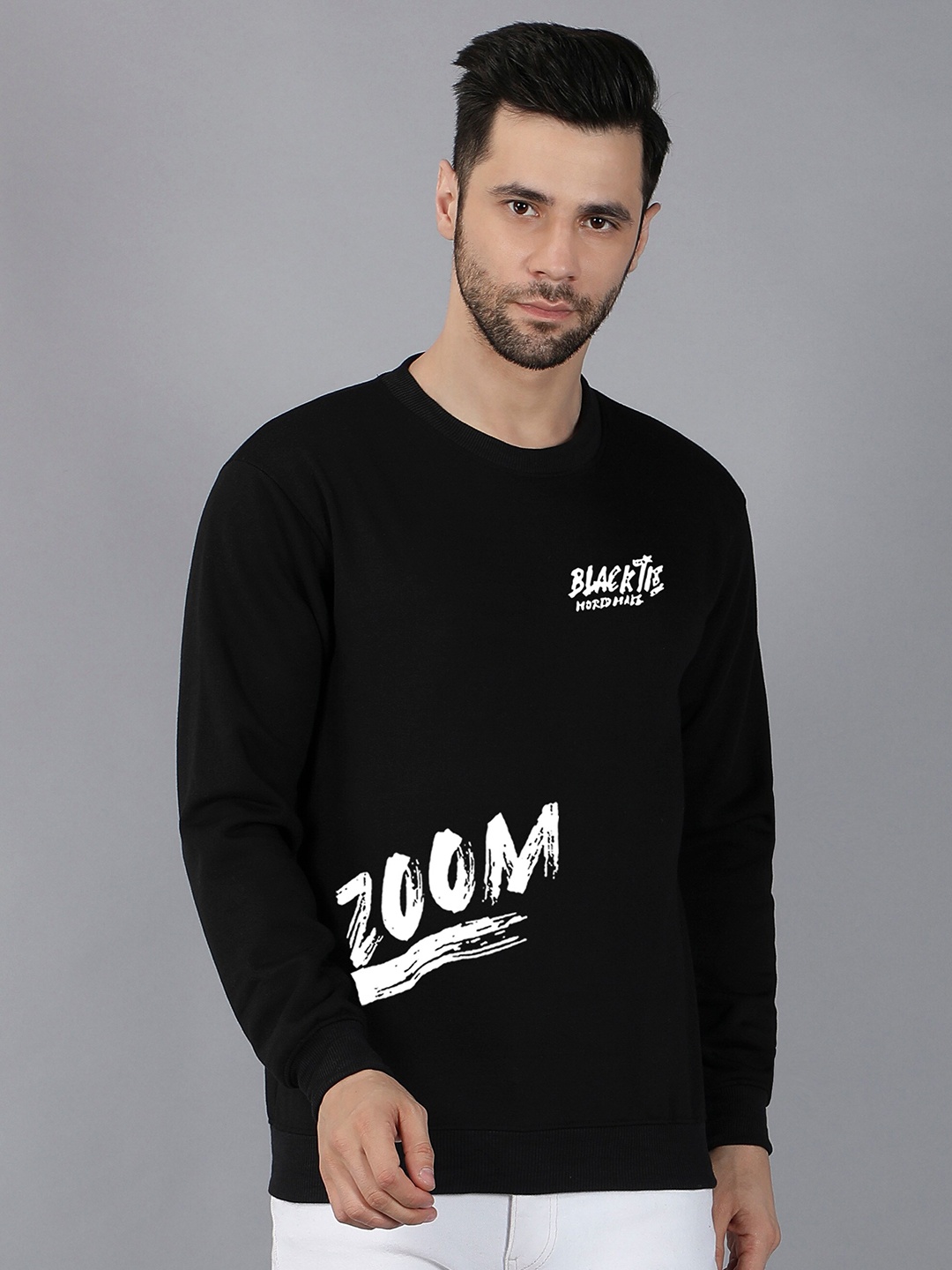 

Fashion And Youth Round Neck Fleece Sweatshirt, Black