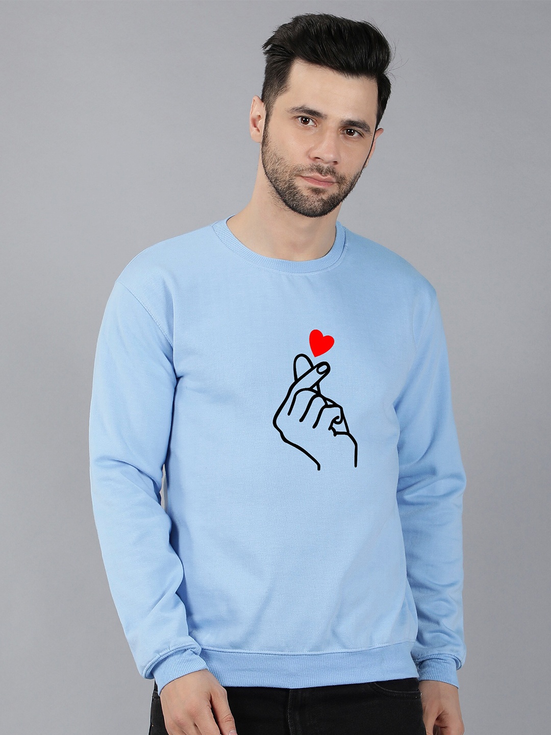 

Fashion And Youth Conversational Printed Fleece Pullover Sweatshirt, Blue