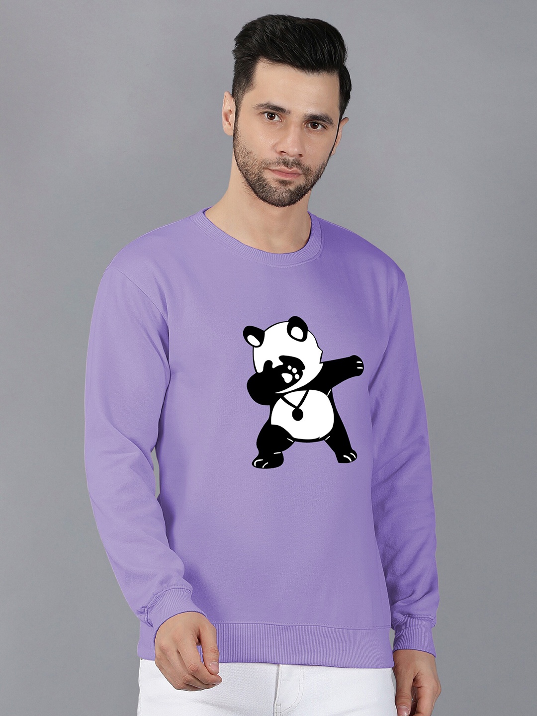 

Fashion And Youth Panda Printed Fleece Sweatshirts, Lavender