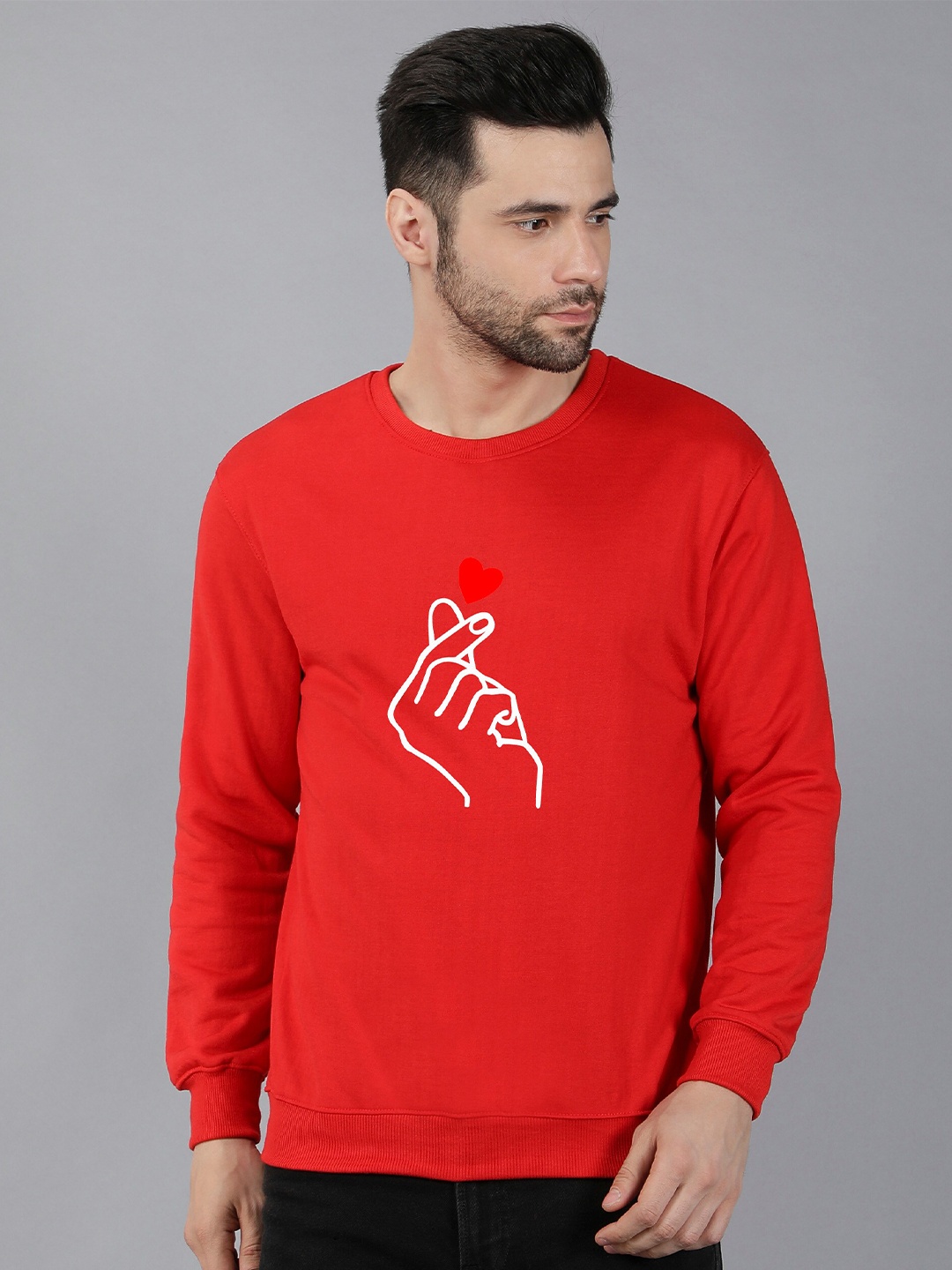

Fashion And Youth Round Neck Printed Fleece Sweatshirt, Red