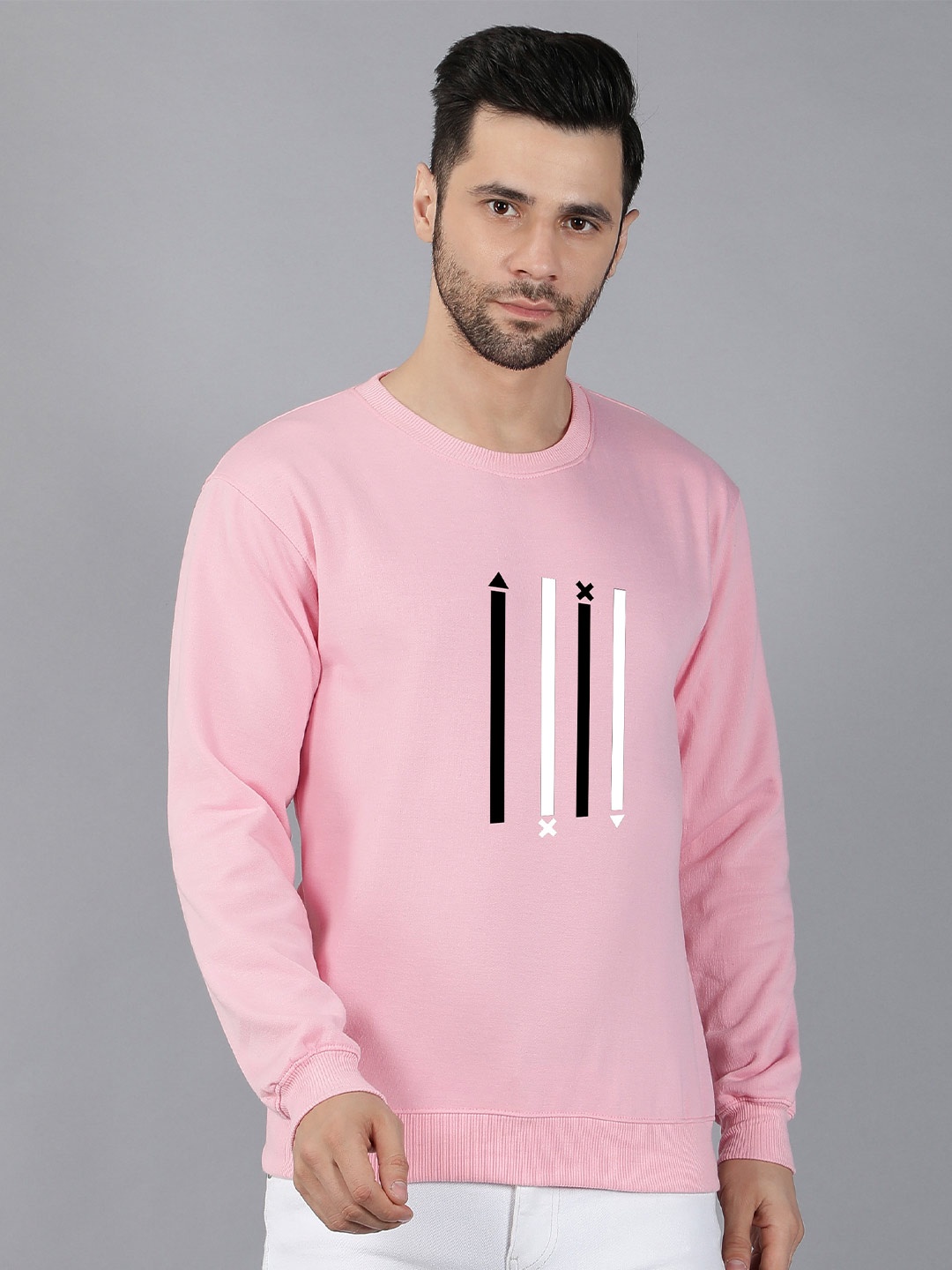 

Fashion And Youth Printed Round Neck Fleece Sweatshirt, Pink