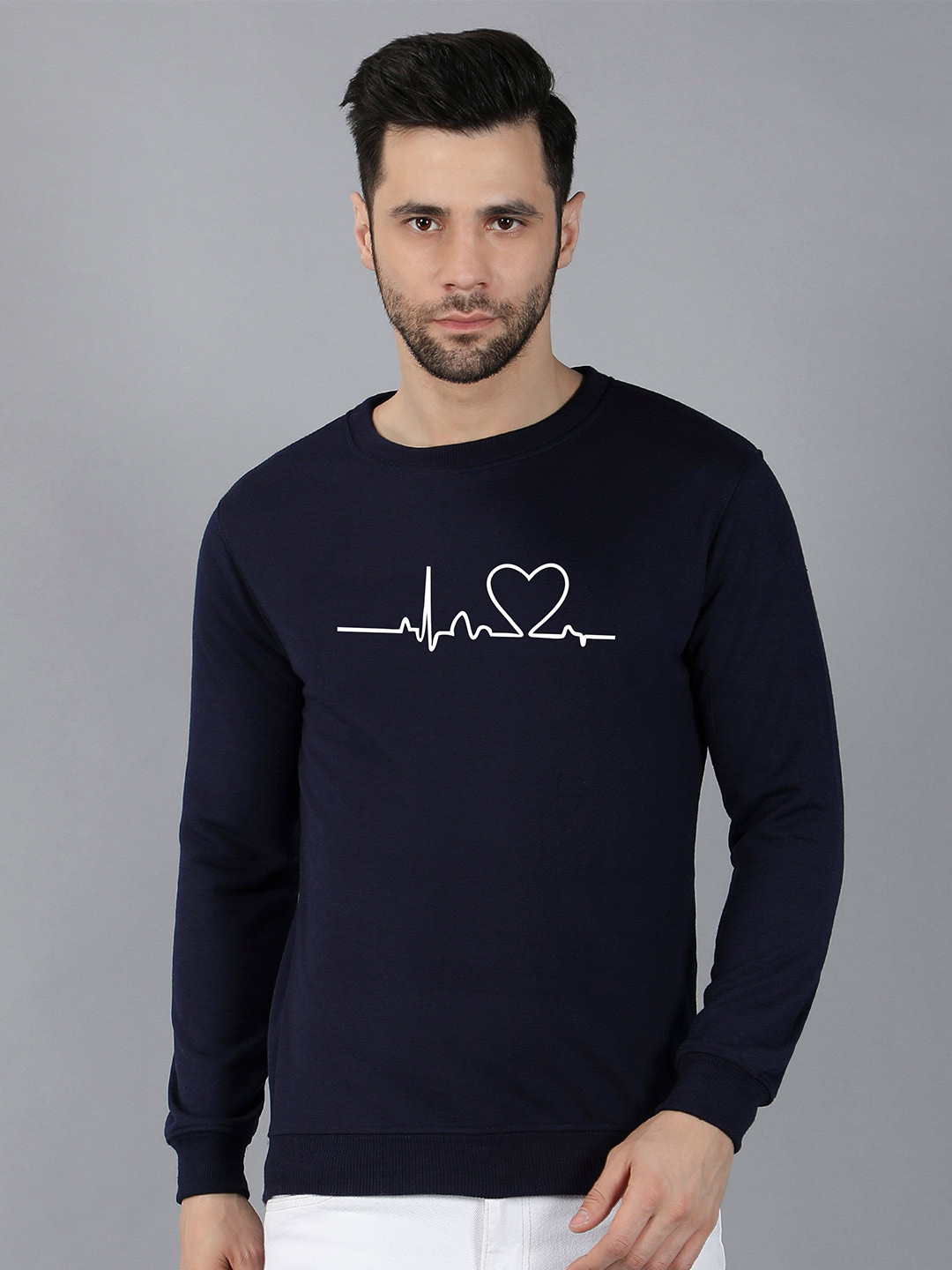 

Fashion And Youth Men Printed Fleece Pullover Sweatshirt, Navy blue
