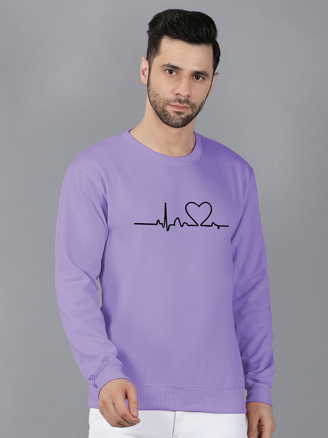 

Fashion And Youth Line Design Printed Fleece Sweatshirt, Lavender