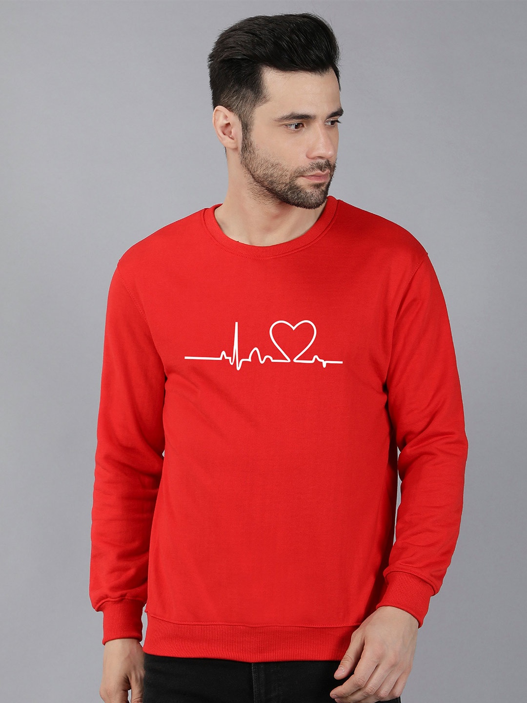 

Fashion And Youth Graphic Printed Fleece Pullover Sweatshirt, Red