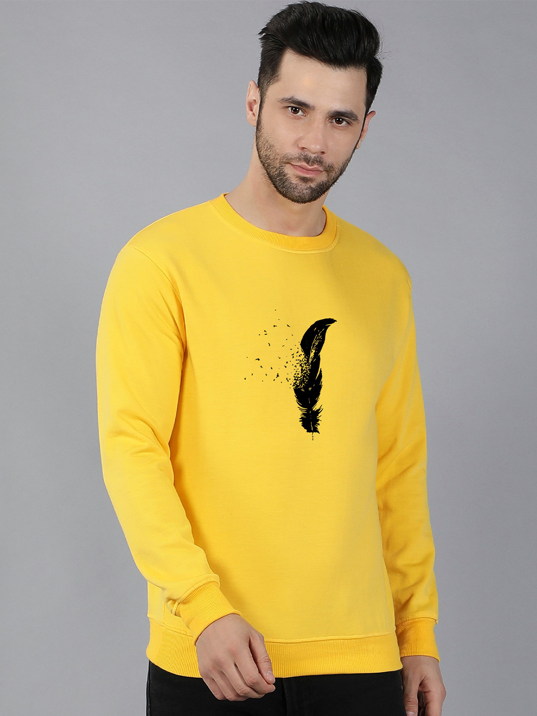 

Fashion And Youth Graphic Printed Fleece Pullover Sweatshirt, Yellow