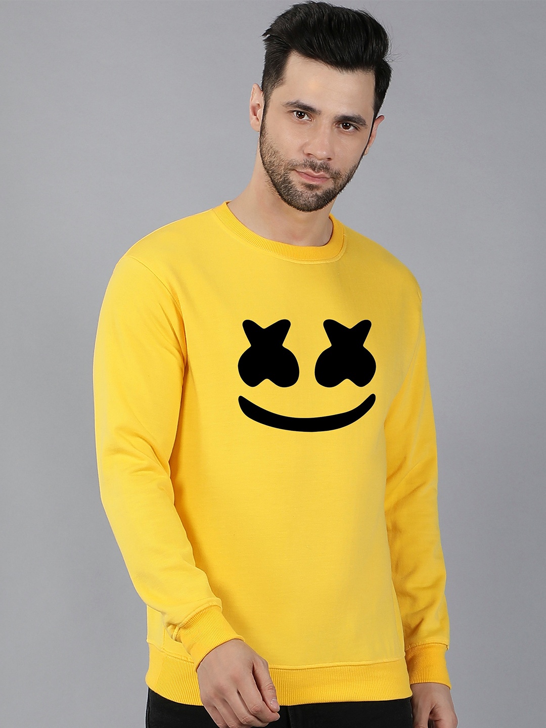 

Fashion And Youth Graphic Printed Fleece Pullover Sweatshirt, Yellow