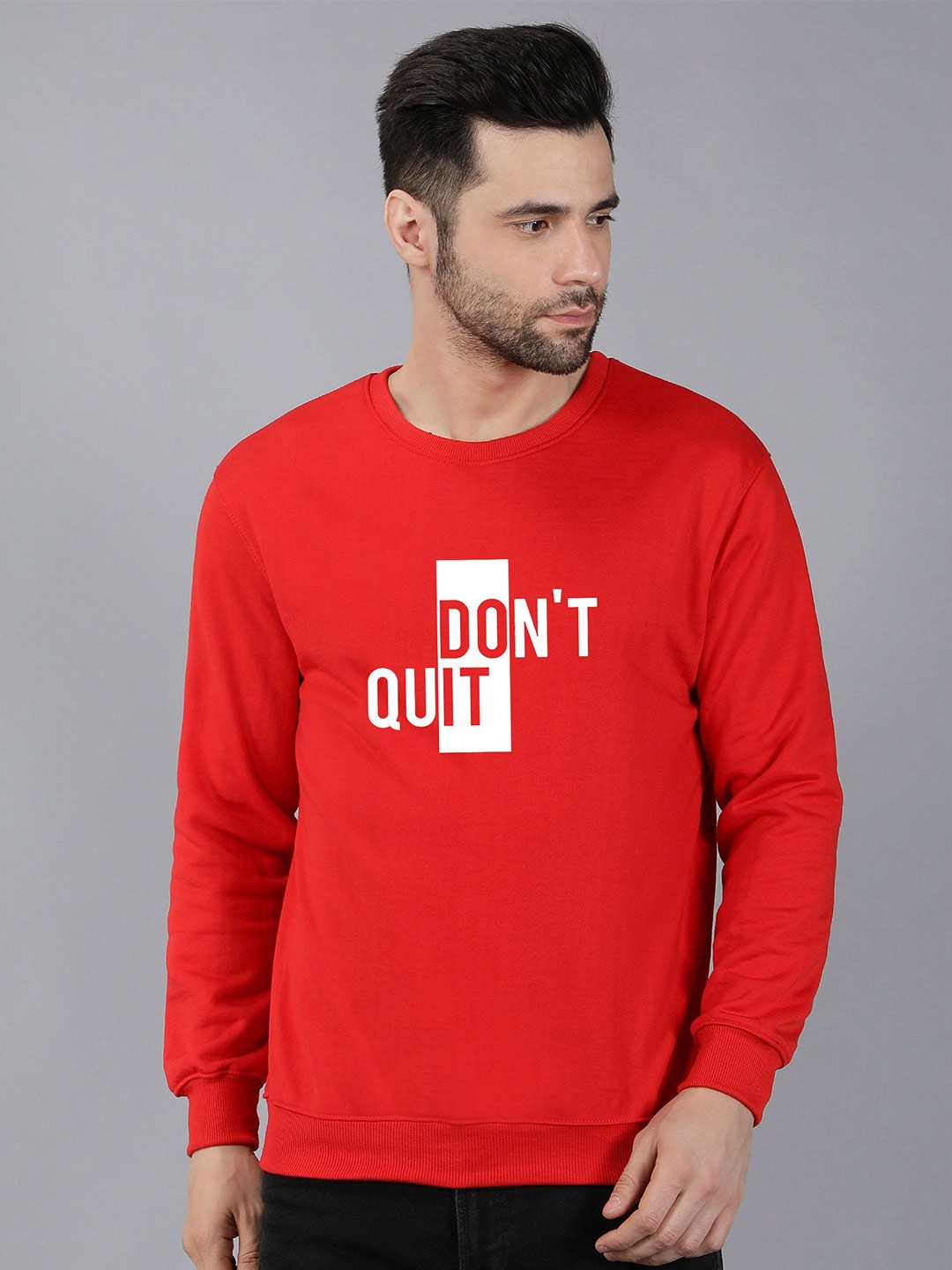 

Fashion And Youth Typography Printed Fleece Pullover Sweatshirt, Red