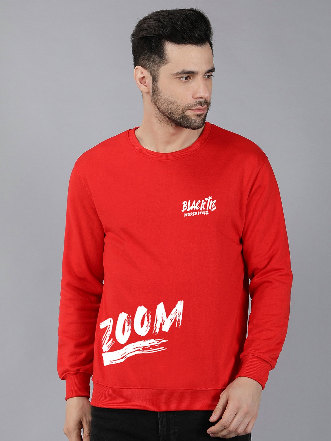 

Fashion And Youth Typography Printed Fleece Pullover, Red
