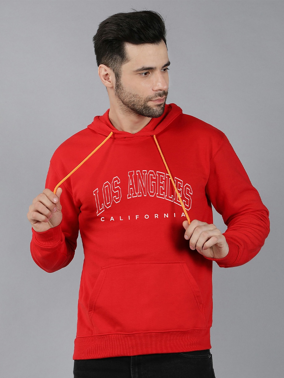 

Fashion And Youth Los Angeles Printed Hooded Fleece Pullover Sweatshirt, Red
