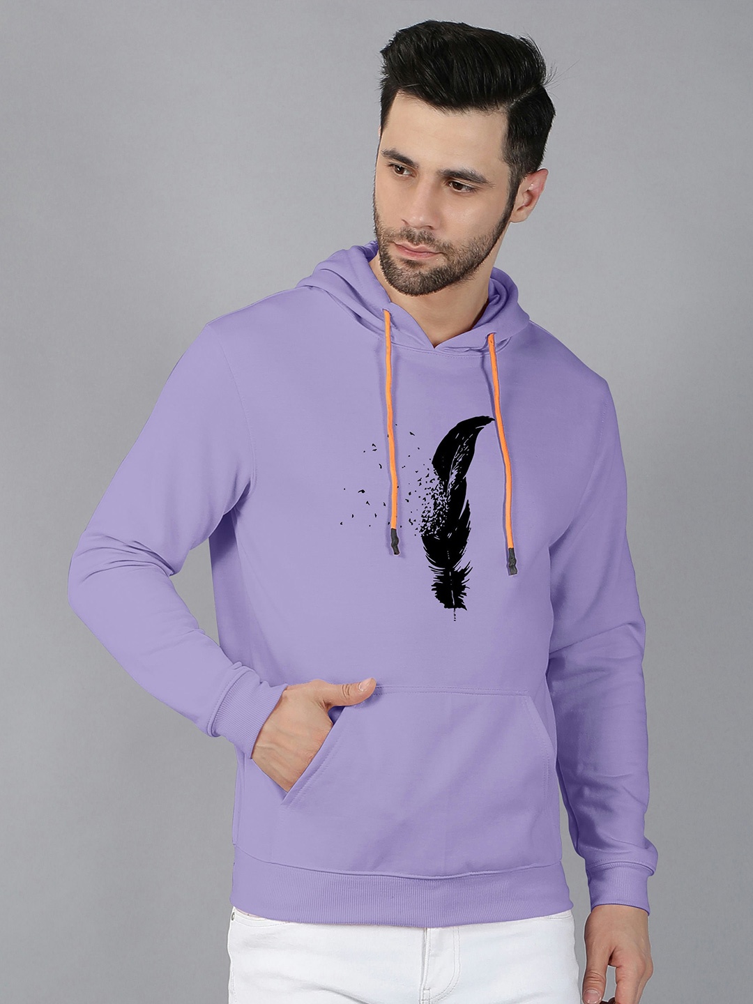 

Fashion And Youth Graphic Printed Hooded Sweatshirt, Lavender