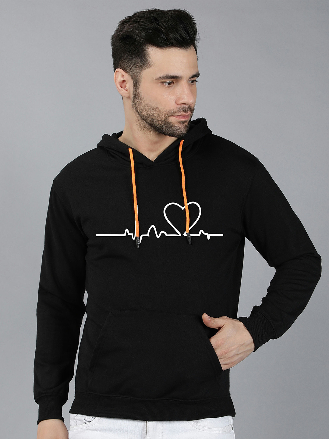 

Fashion And Youth Graphic Printed Hooded Fleece Pullover, Black