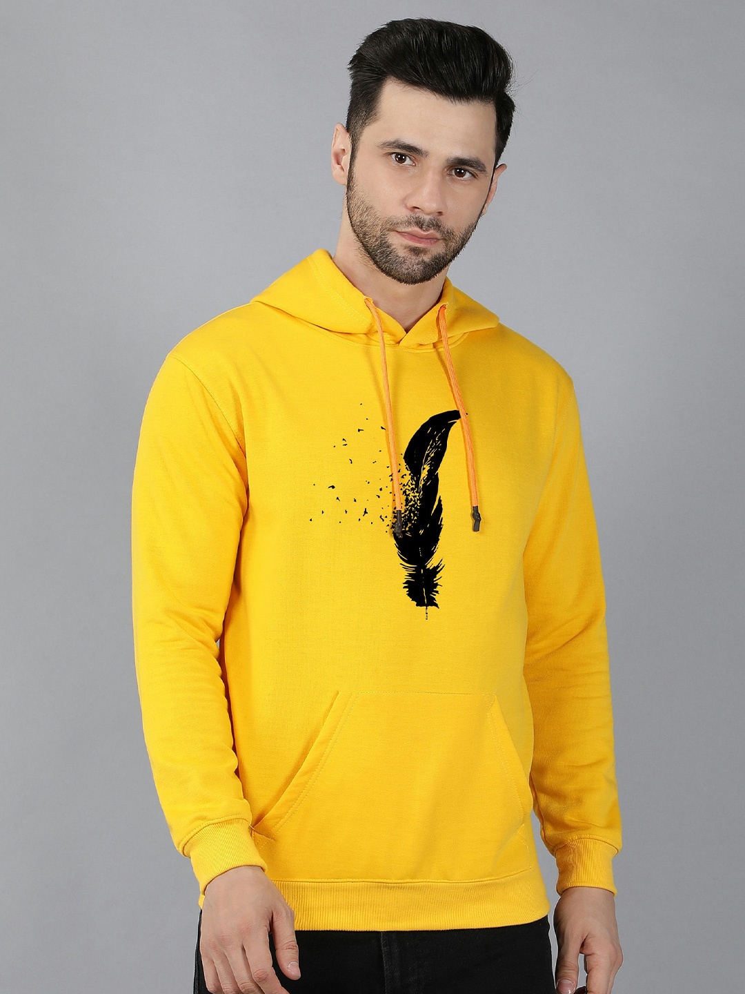

Fashion And Youth Graphic Printed Hooded Sweatshirt, Yellow