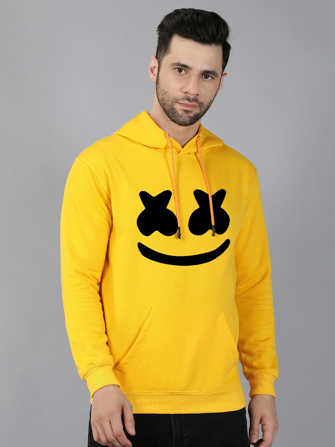 

Fashion And Youth Graphic Printed Hooded Sweatshirt, Yellow