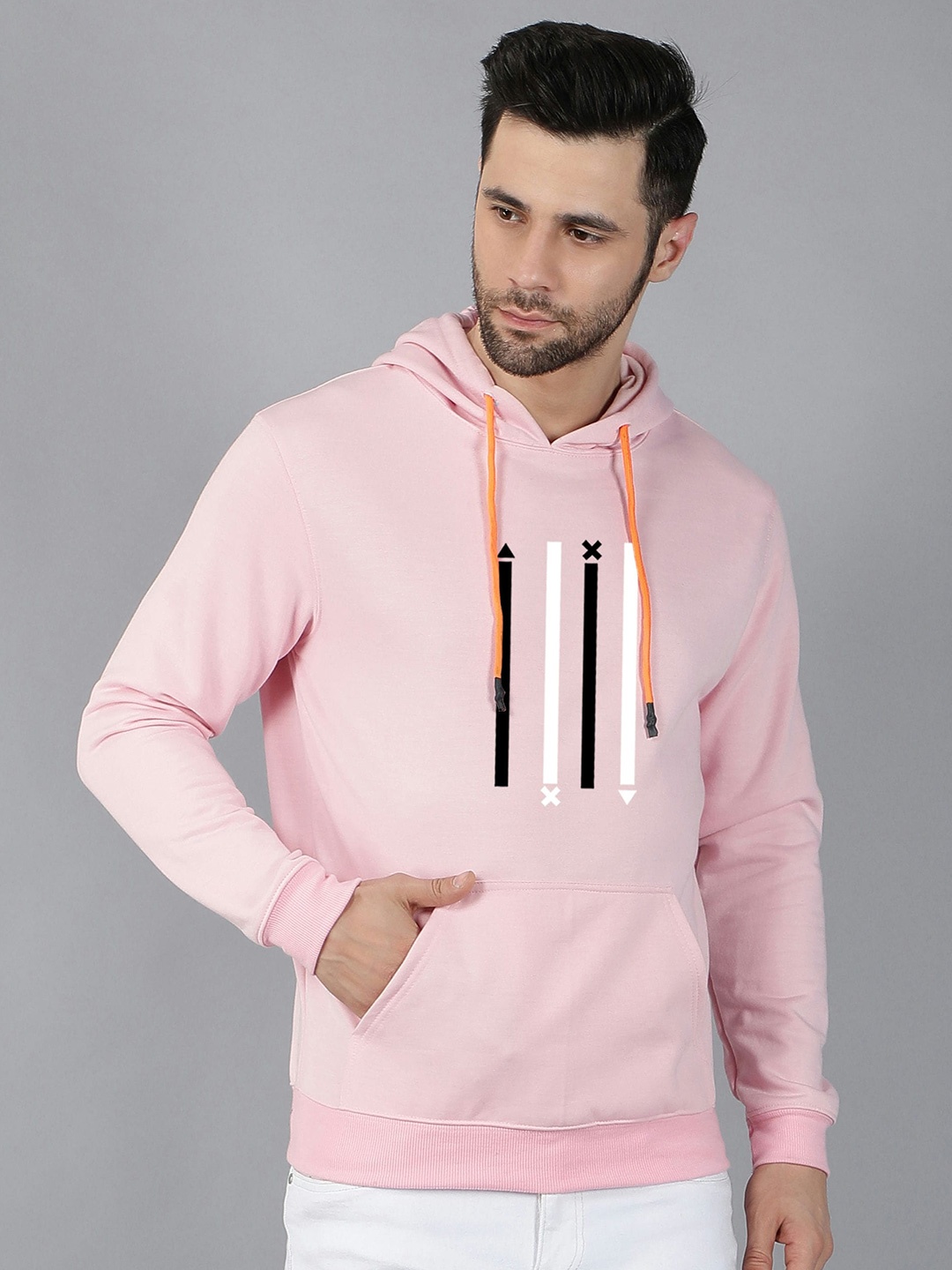 

Fashion And Youth Geometric Printed Hooded Sweatshirt, Pink