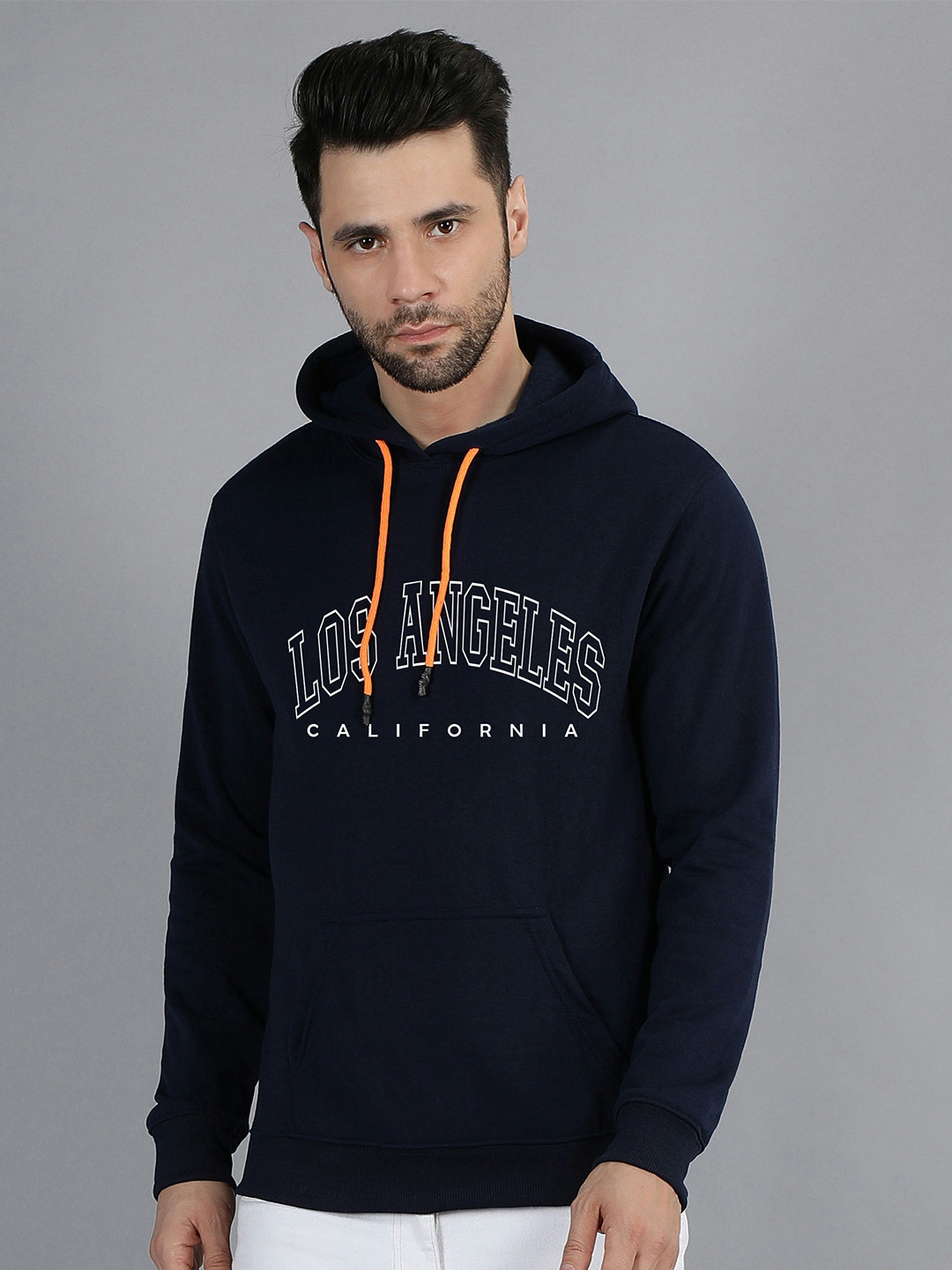 

Fashion And Youth Typography Printed Hooded Pullover Sweatshirt, Navy blue