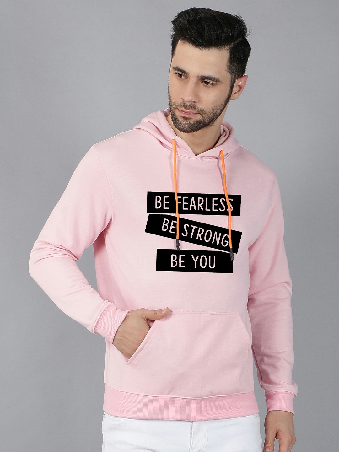 

Fashion And Youth Typography Printed Hooded Sweatshirt, Pink