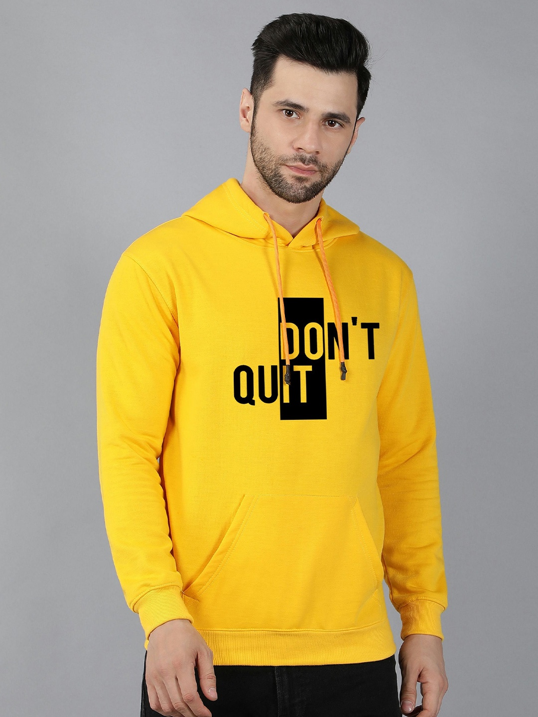 

Fashion And Youth Typography Printed Hooded Sweatshirt, Yellow