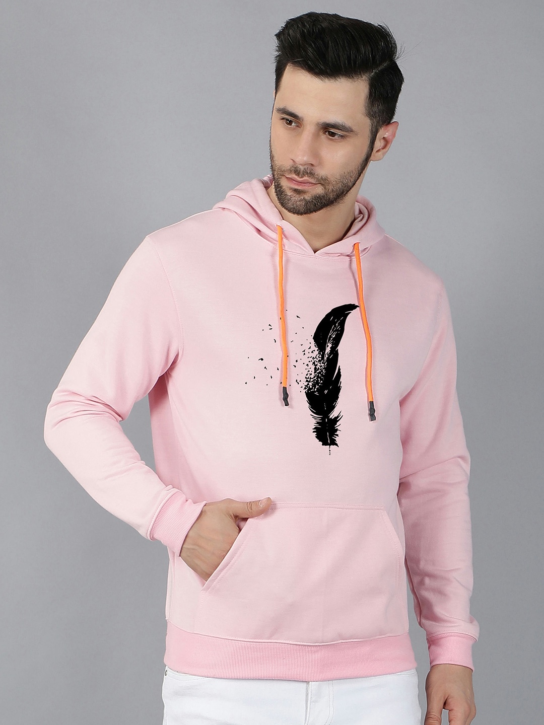 

Fashion And Youth Graphic Printed Hooded Sweatshirt, Pink