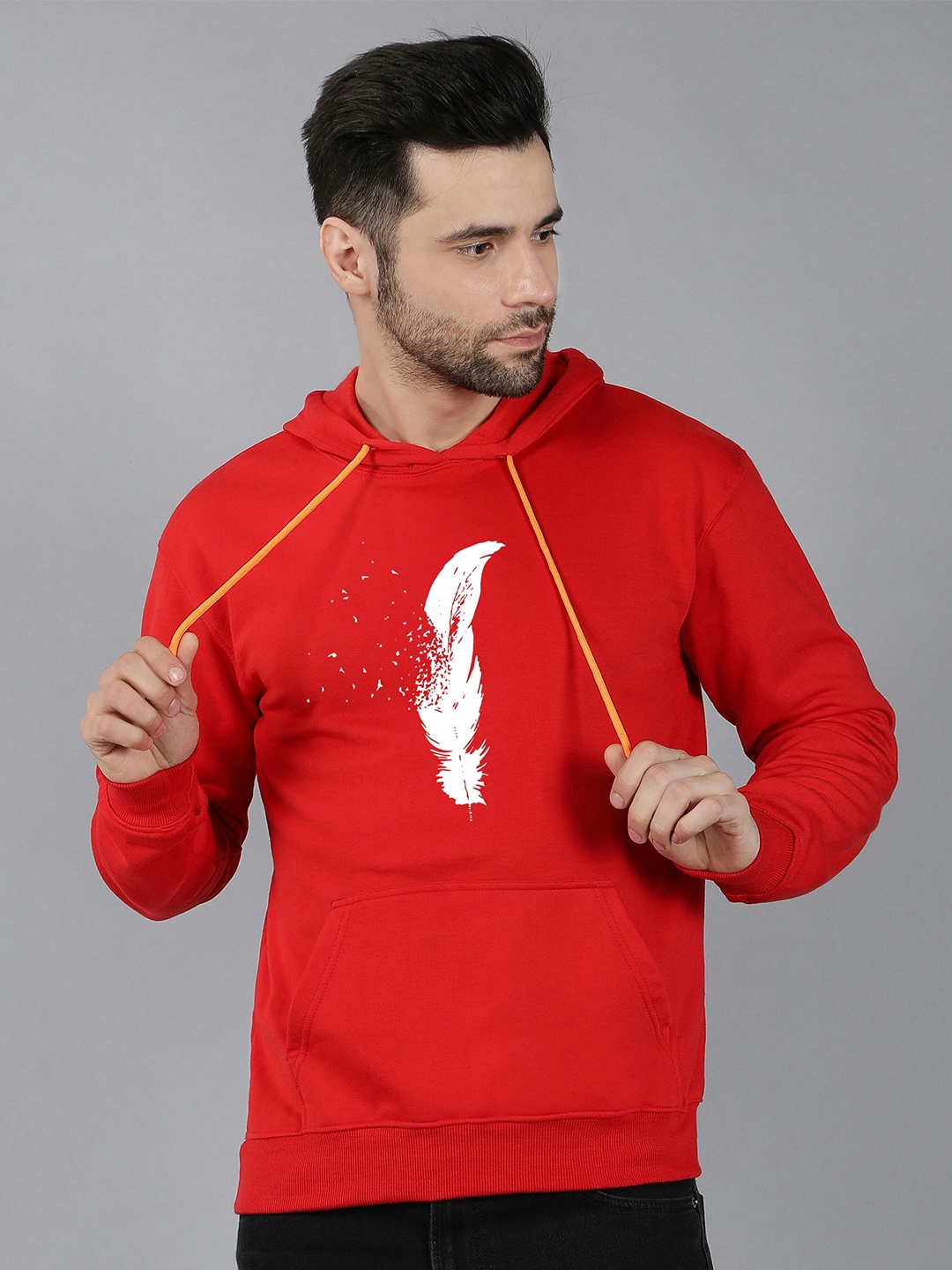 

Fashion And Youth Graphic Printed Hooded Pullover Sweatshirt, Red