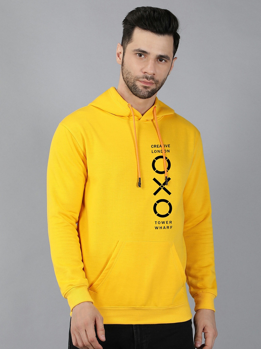 

Fashion And Youth Typography Printed Hooded Sweatshirt, Yellow