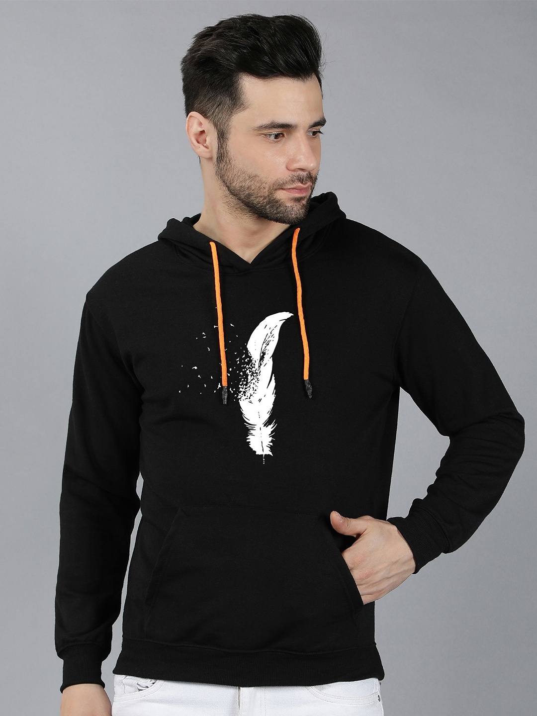 

Fashion And Youth Graphic Printed Hooded Fleece Pullover, Black