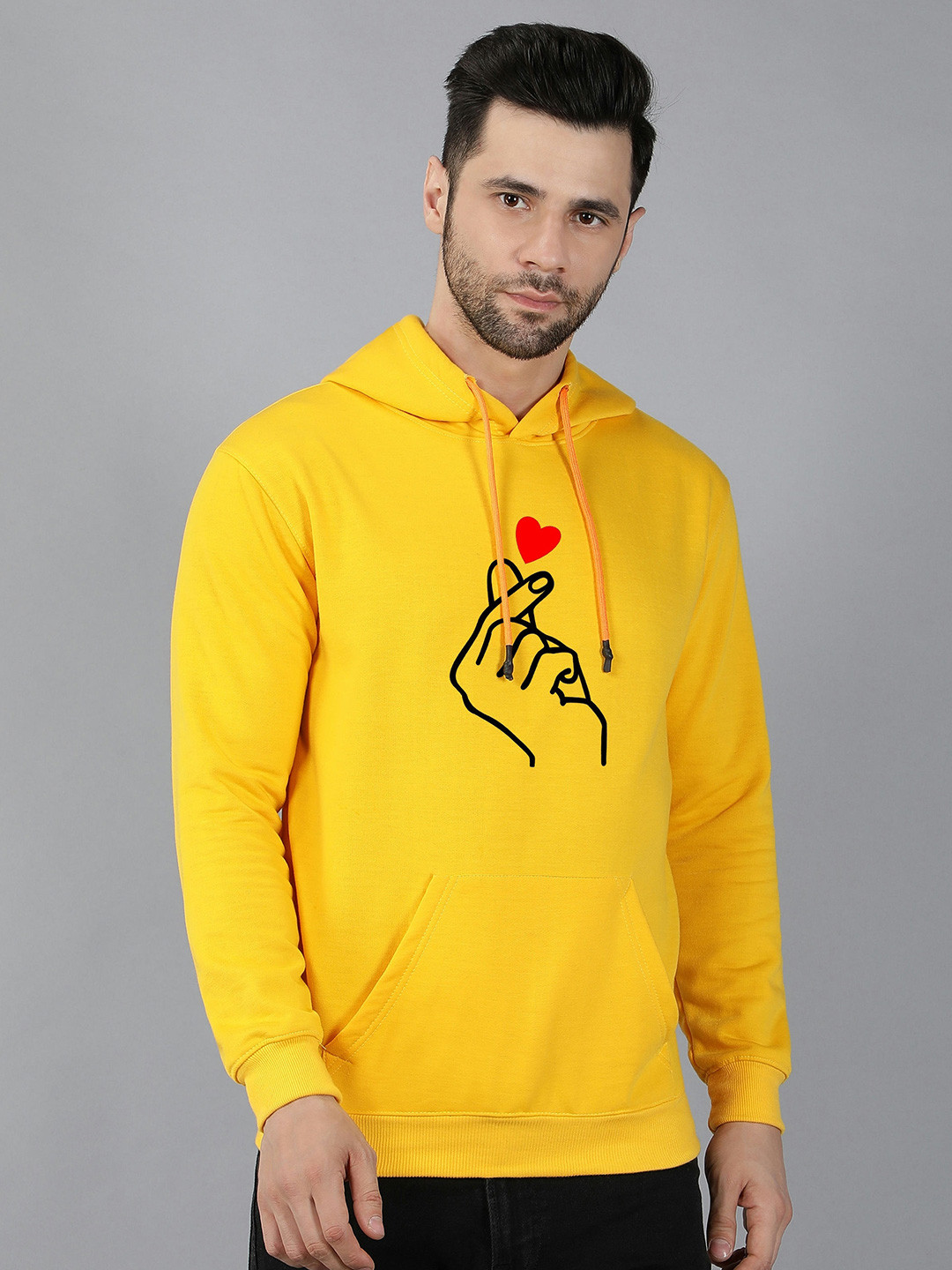 

Fashion And Youth Graphic Printed Hooded Sweatshirt, Yellow