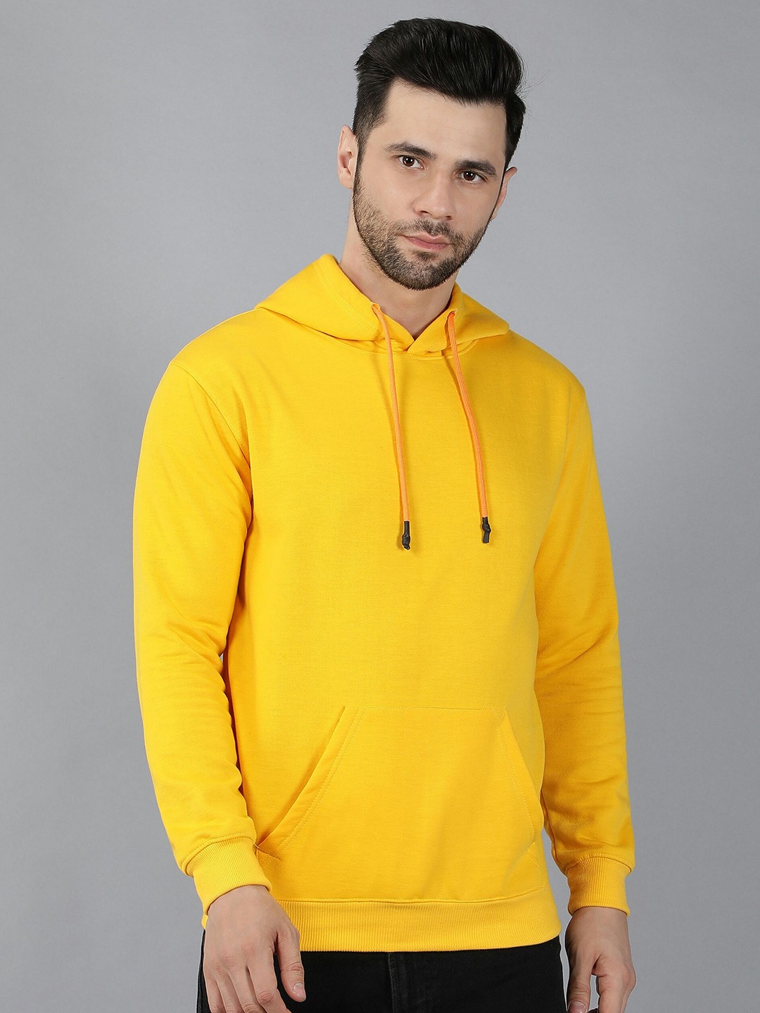 

Fashion And Youth Hooded Long Sleeves Fleece Sweatshirt, Yellow
